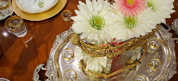 Image of an antique crystal and dore bronze centerpiece in The Ark's beautiful retail store