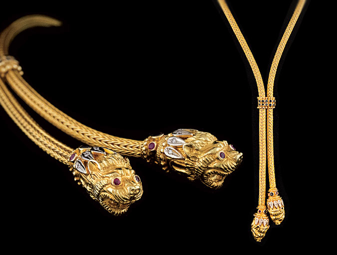 Buy or consign fine jewelry. See this 18k Lalaounis lariat with lionheads at our La Jolla store.