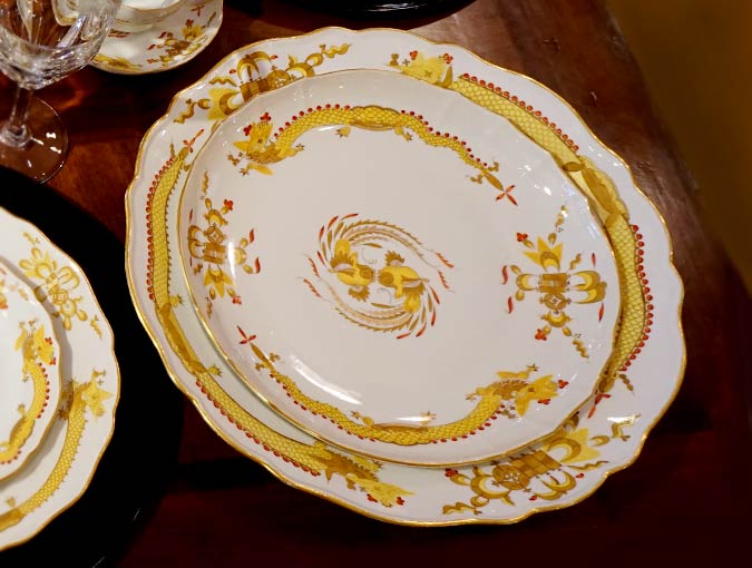 Image Of Meissen “Ming Dragon” Yellow Charger And Platter