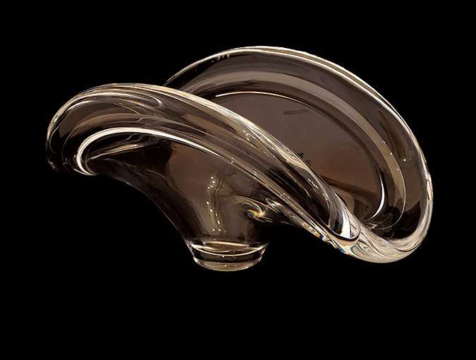 Image Of Steuben “New Cascade” Vintage Crystal Bowl, Signed And Designed By Neil Cohen, C1903, 12”W X 6 ½”D X 6”H.