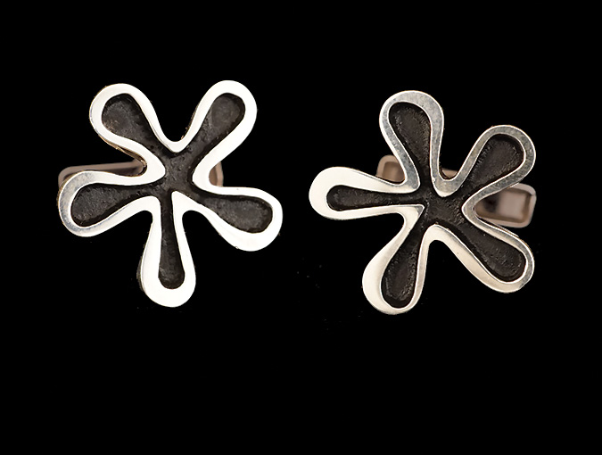 Image Of Alan Adler Sterling “Flower Power” Cufflinks.