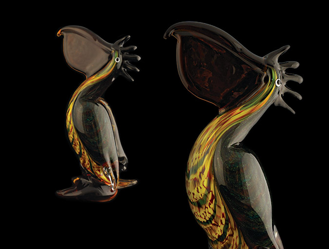 Image Of Turquoise-colored Chinese Vases With Birds And Flowers, Circa 1920s; Each Vase Measures 4.5"W X 2.5"D X 8.5"H.
