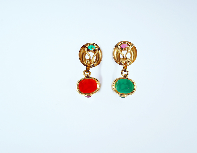 14k Emerald Carnelian Earrings Ark Antiques La Jolla Ca 14k Emerald Carnelian Earrings