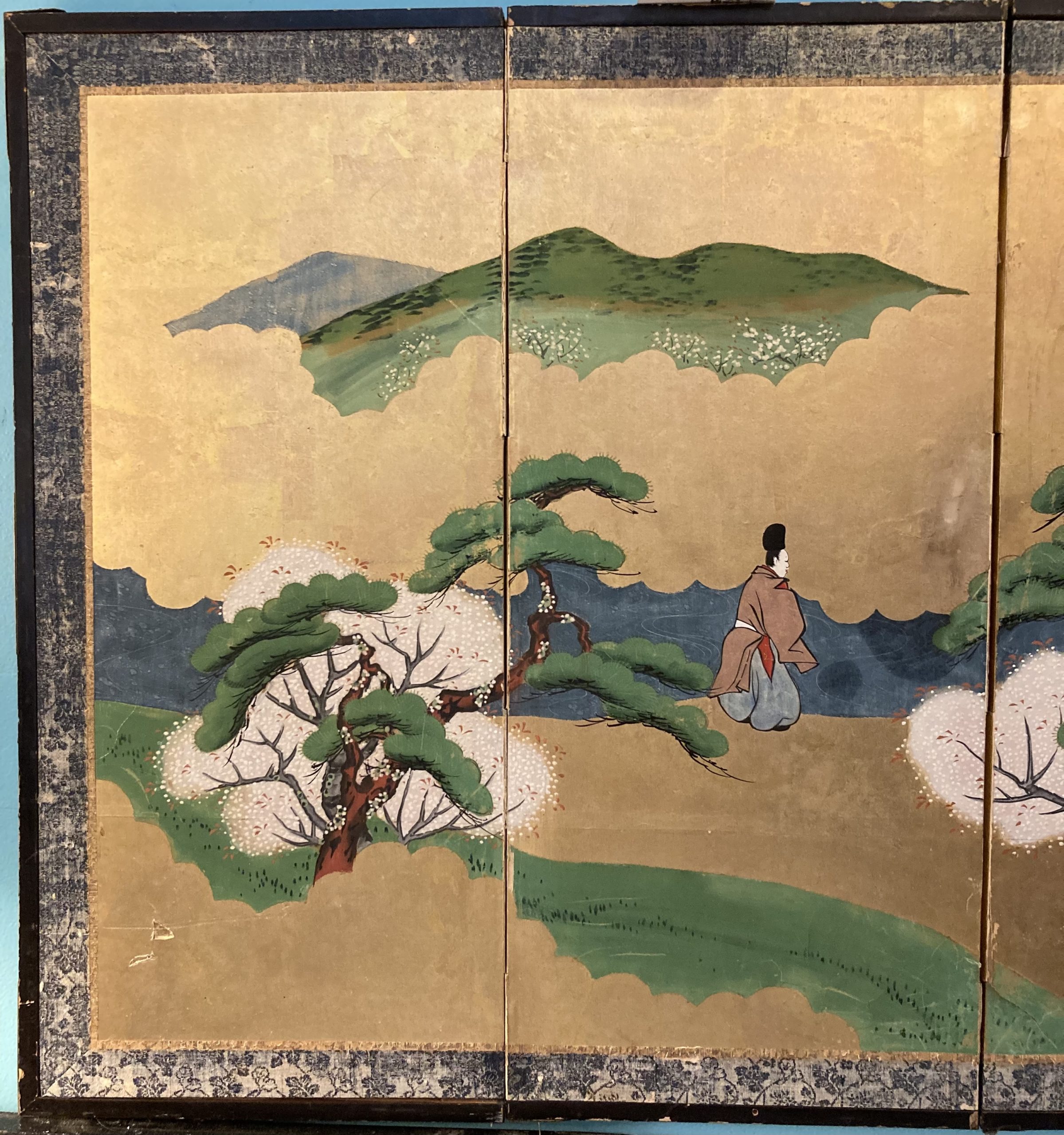 Japanese 6 panel gold leaf screen