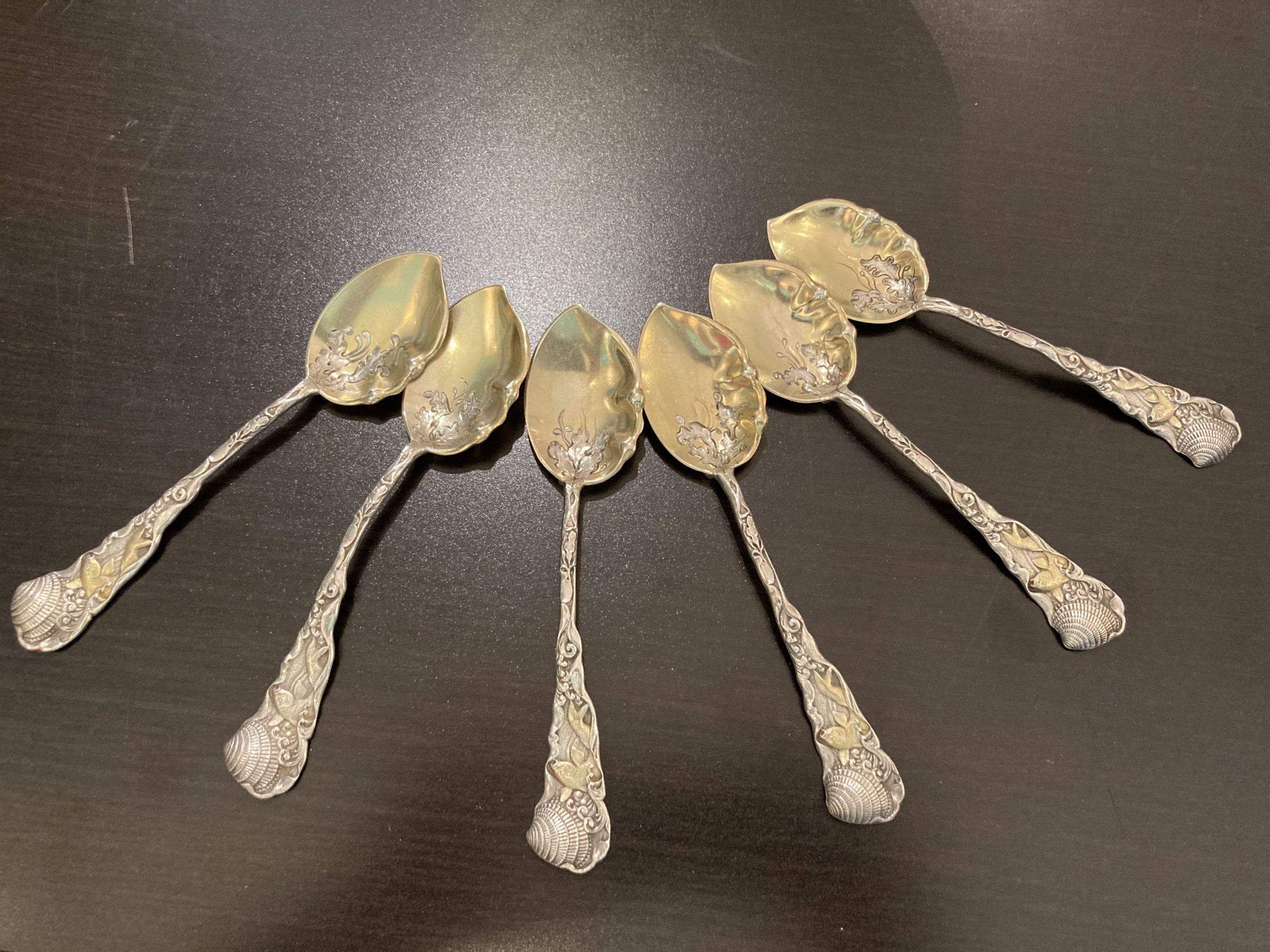 Hizen-Narragansett Sea Motif Sterling Spoons