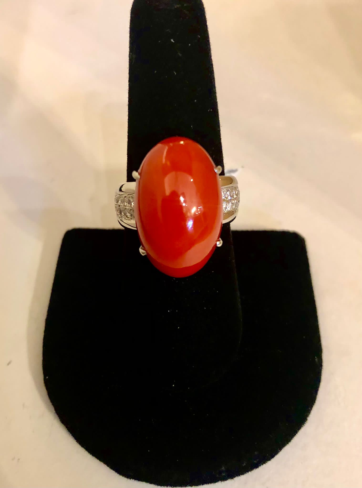 Large Red Coral Cocktail Ring
