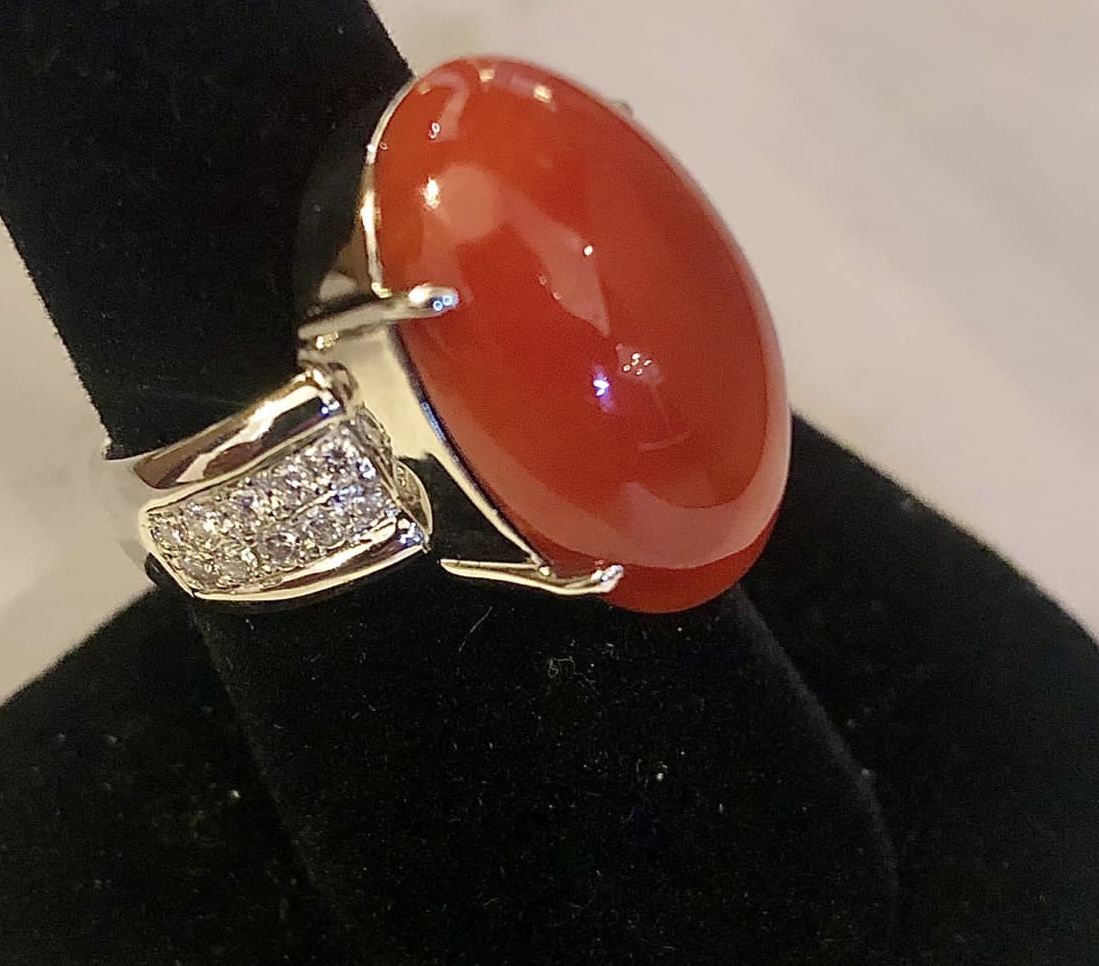 Large Red Coral Cocktail Ring