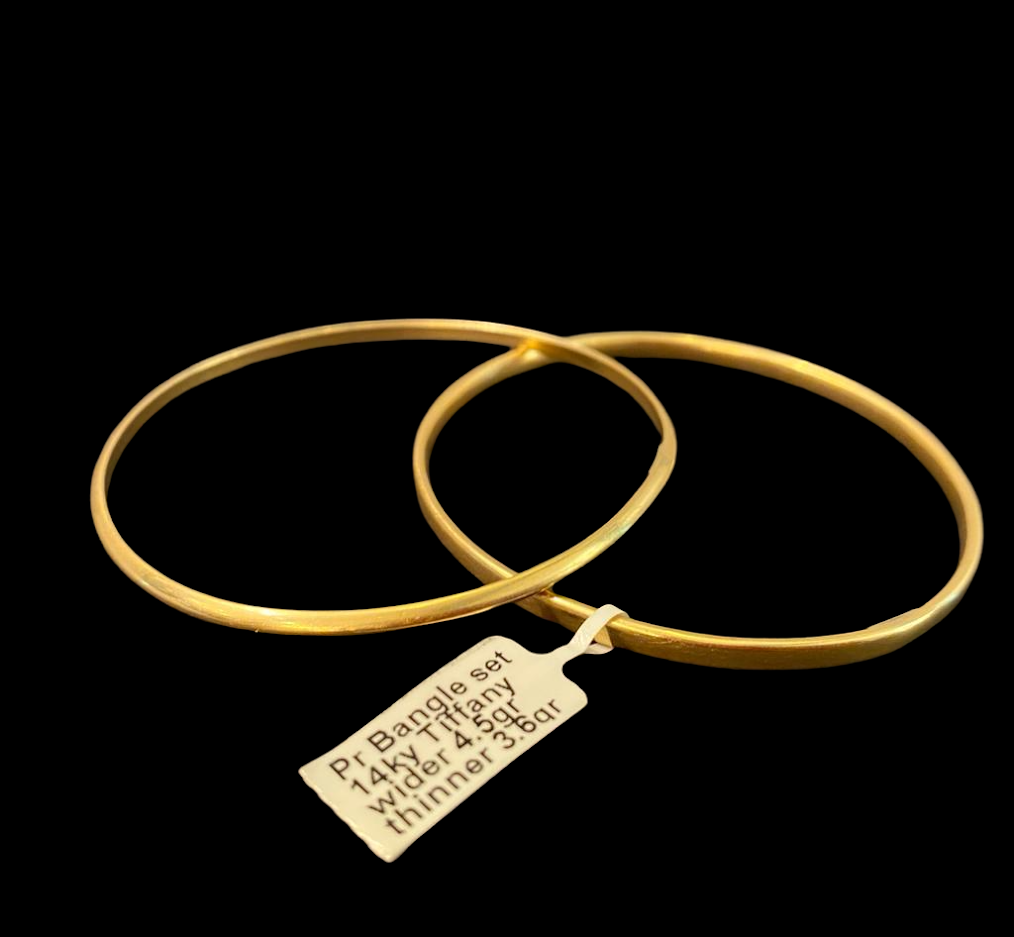 Tiffany 14k Gold Bangle Bracelet Set