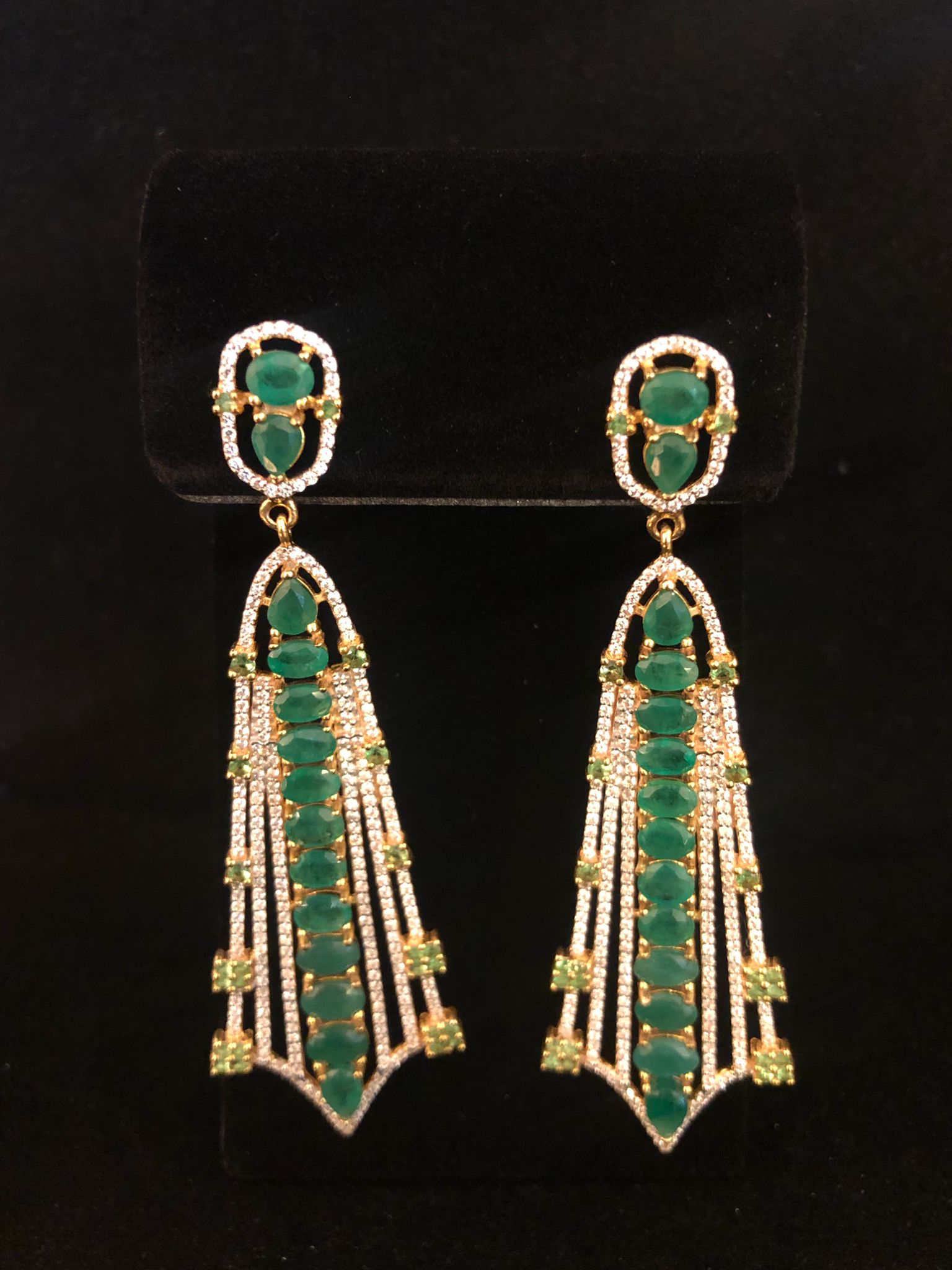 Diamond and Emerald Statement Earrings