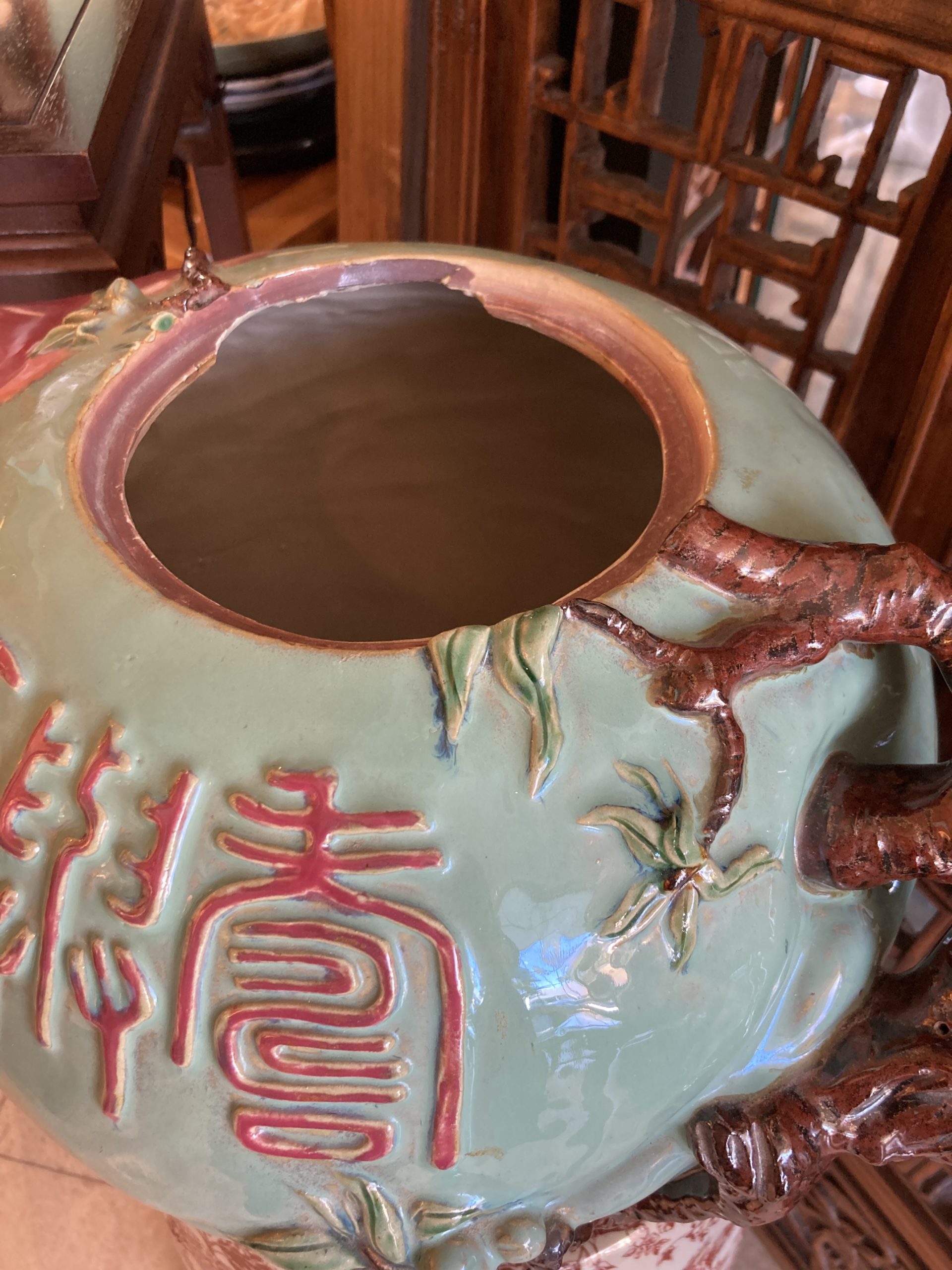 Chinese Oversized Ceramic Plum Vessel