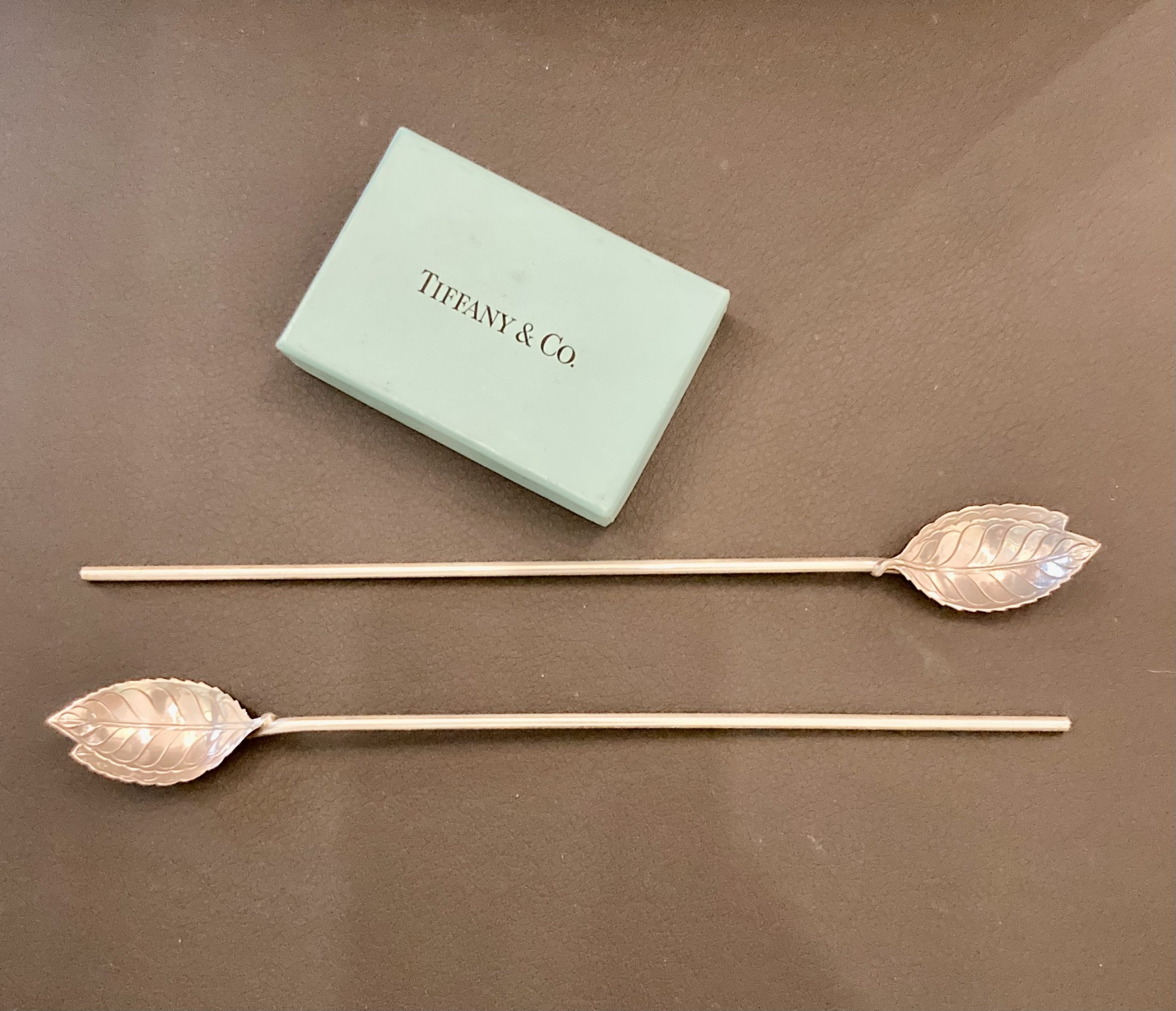 Tiffany Sterling Leaf Iced Tea Sippers