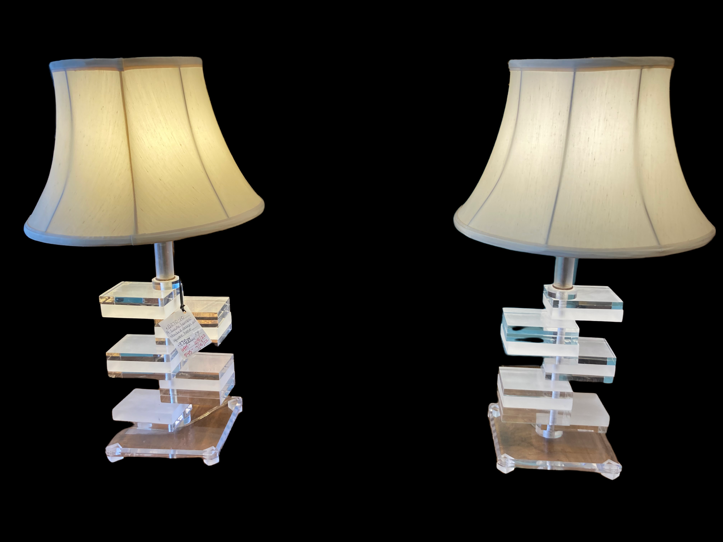 Contemporary Stacked Lucite Table Lamps