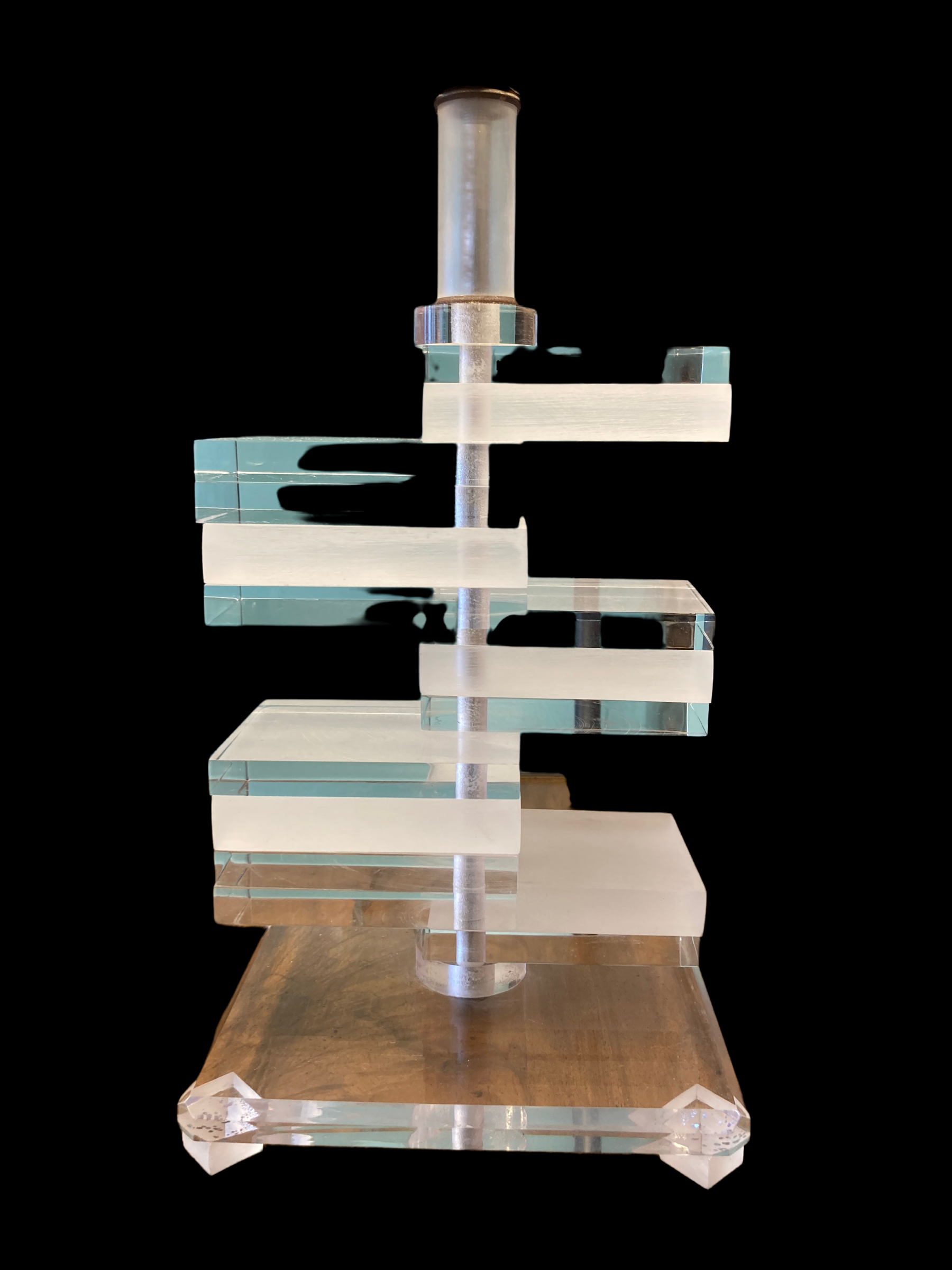 Contemporary Stacked Lucite Table Lamps