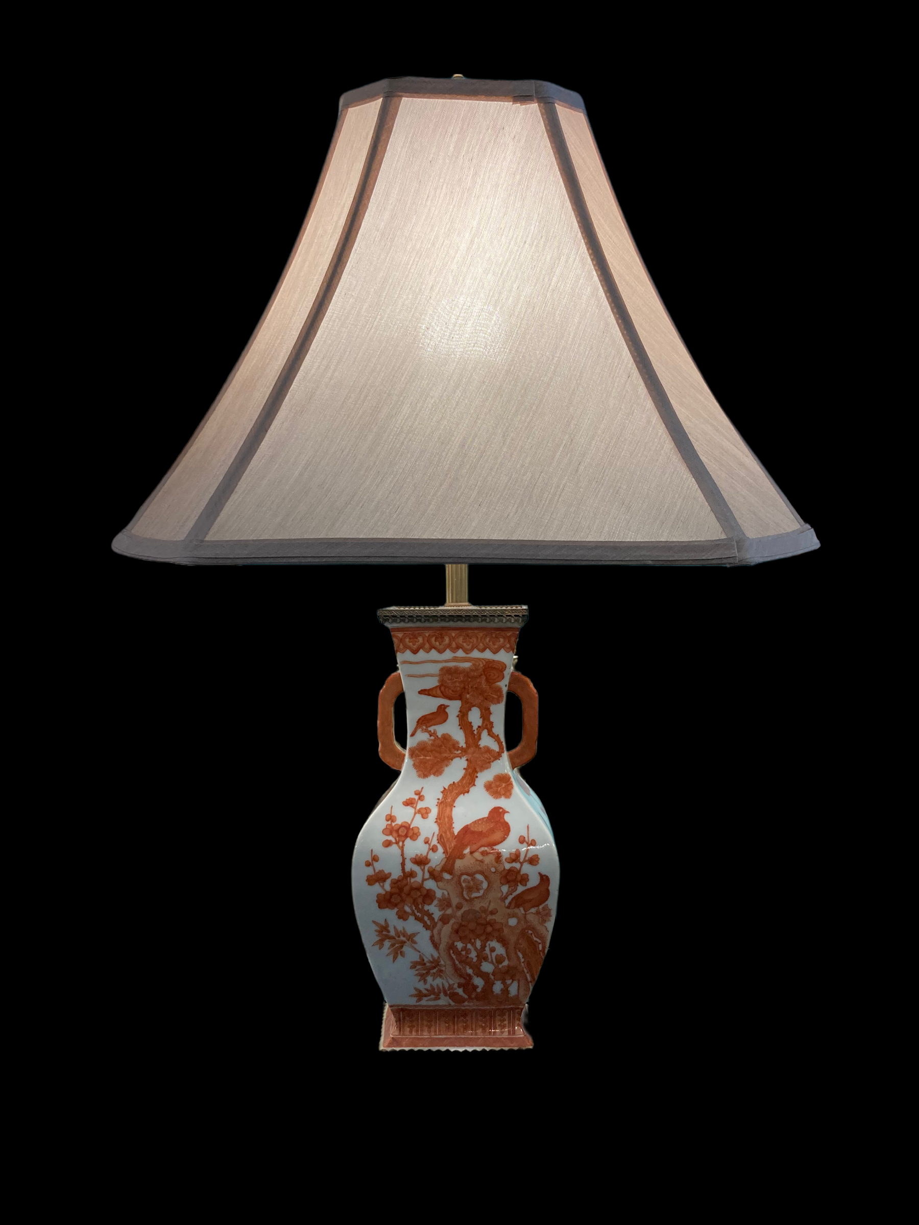 Chinese Porcelain Orange and White Lamps