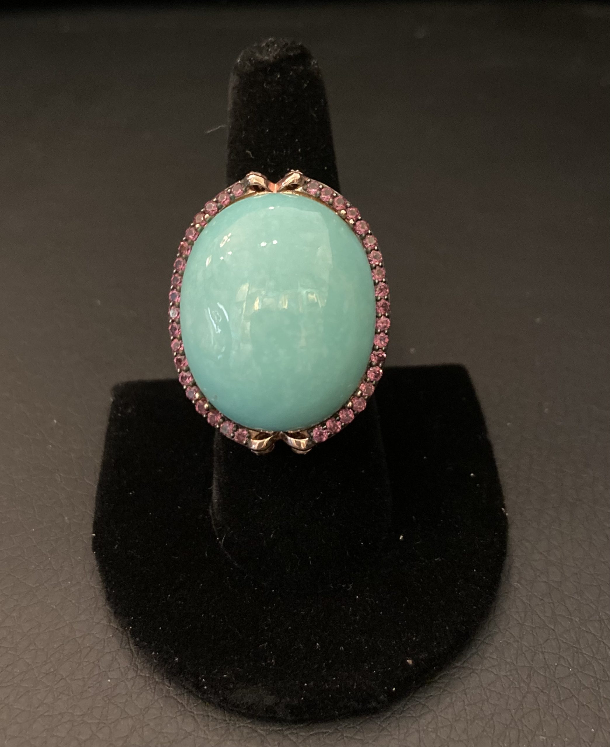 Turquoise Cabochon Cocktail Ring Gold Over Sterling