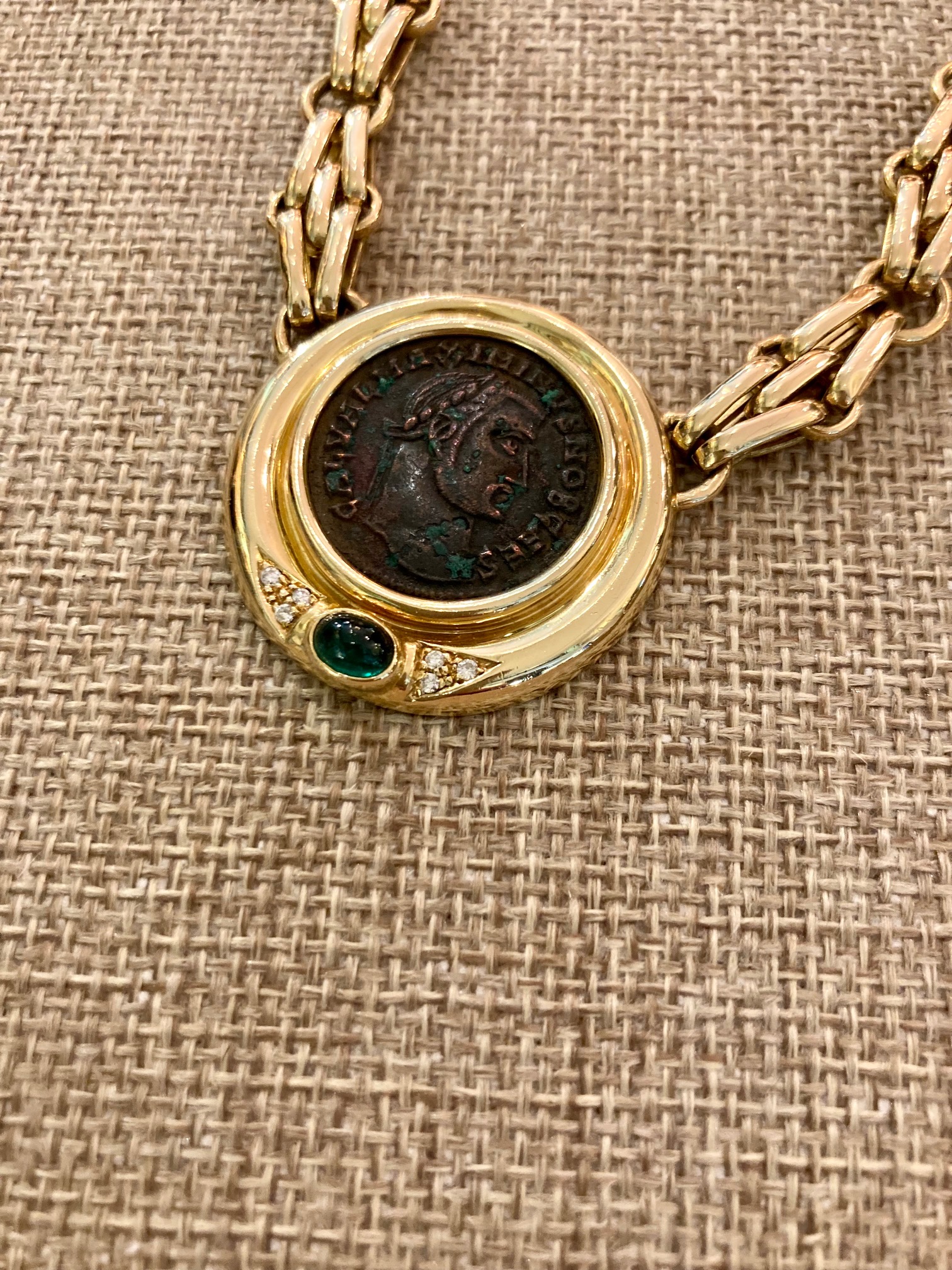 Ancient Roman Coin Italian 18K Necklace