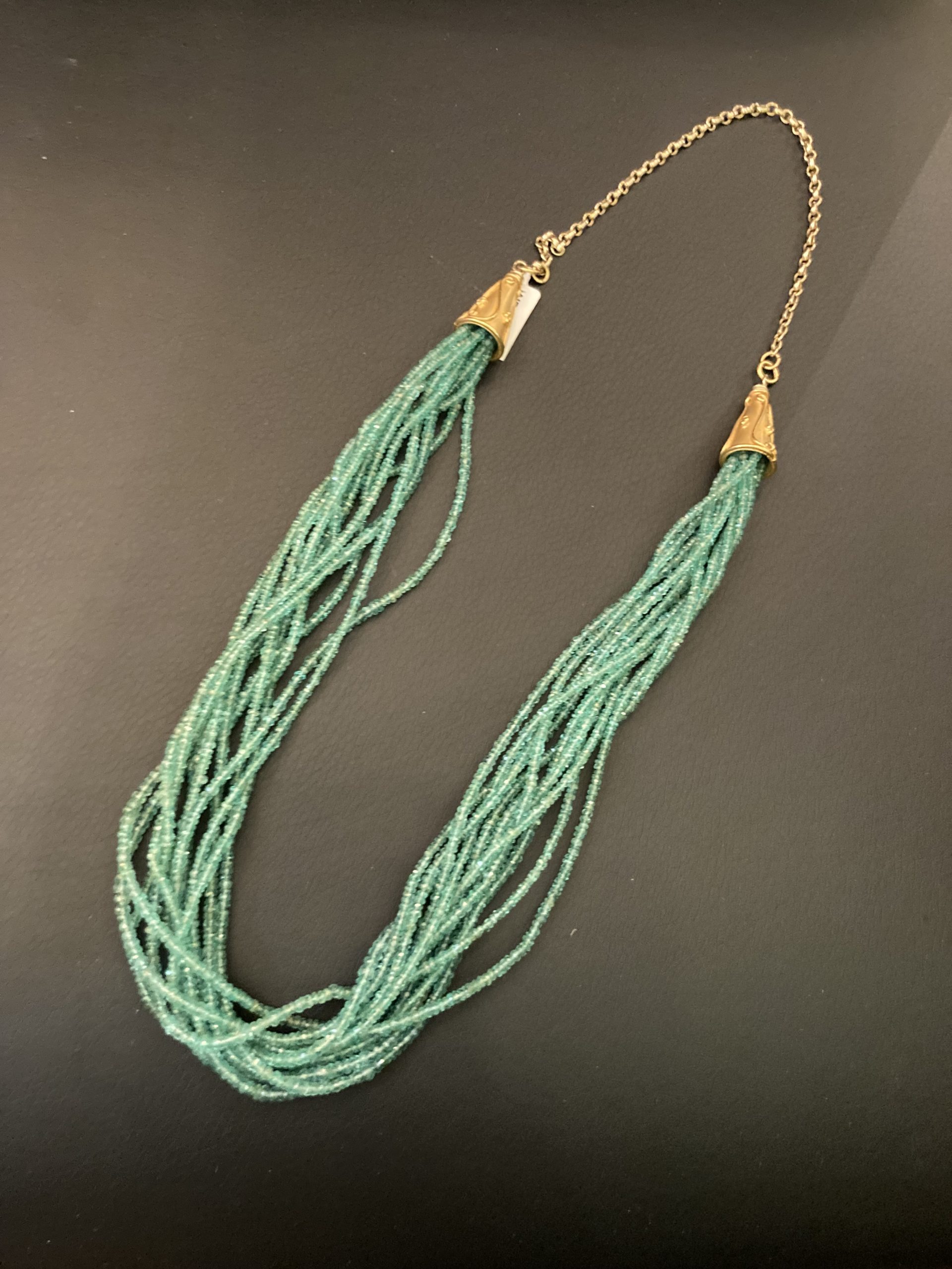 Faceted Emerald Bead Multi Strand Necklace
