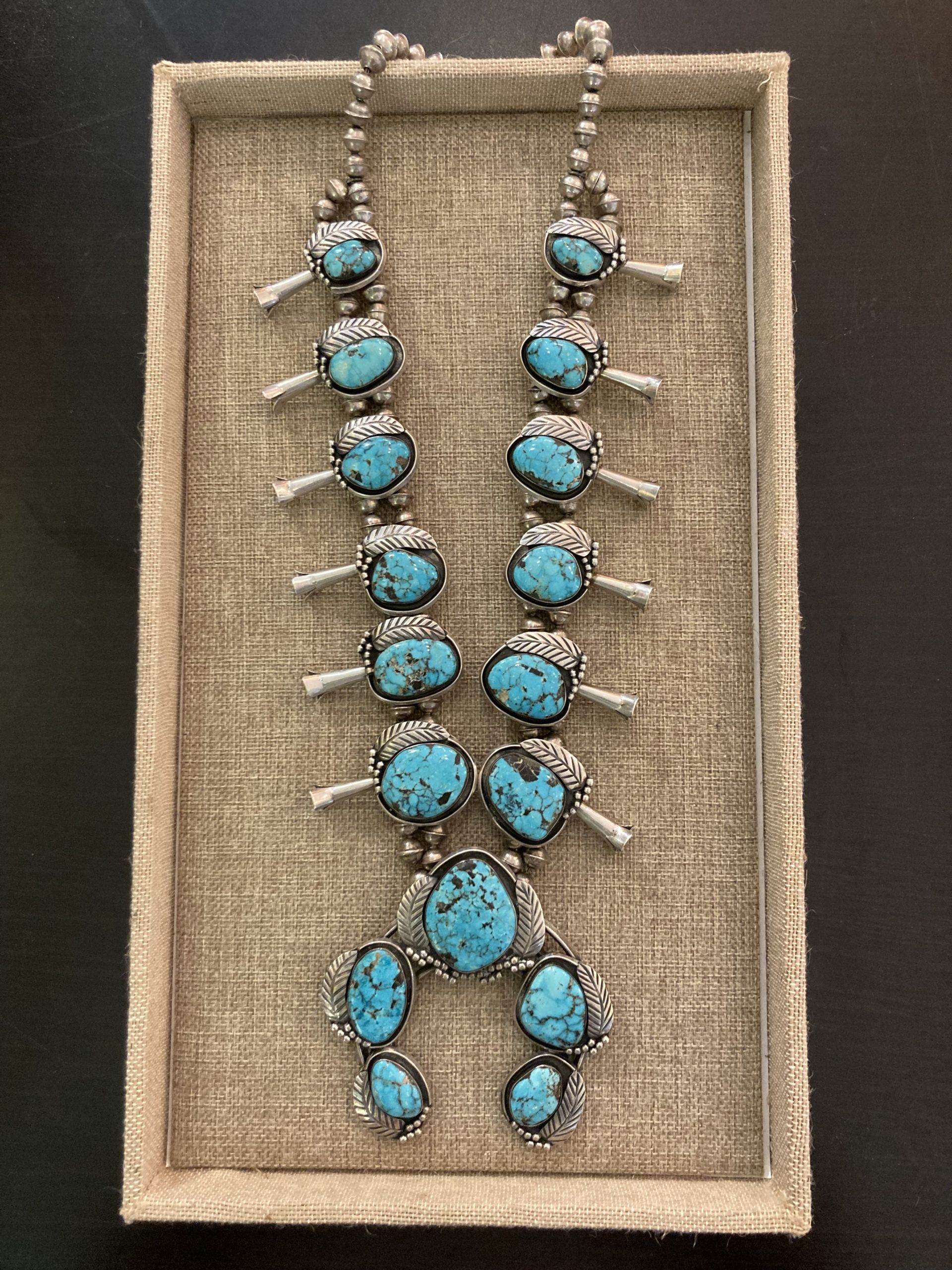 Stormy Mountain Turquoise Squash Blossom Necklace