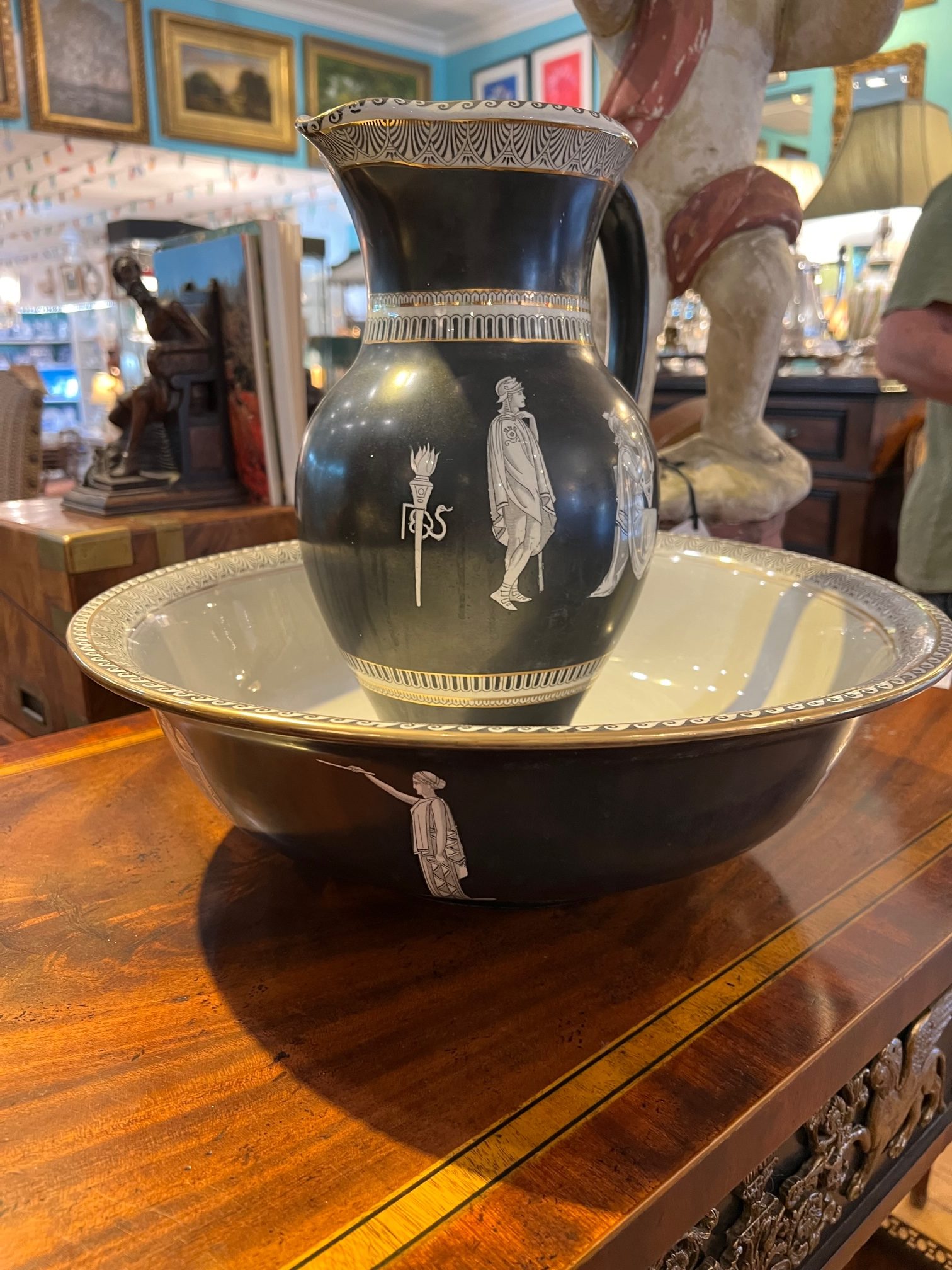 Rialto Ware Pitcher with Bowl Black