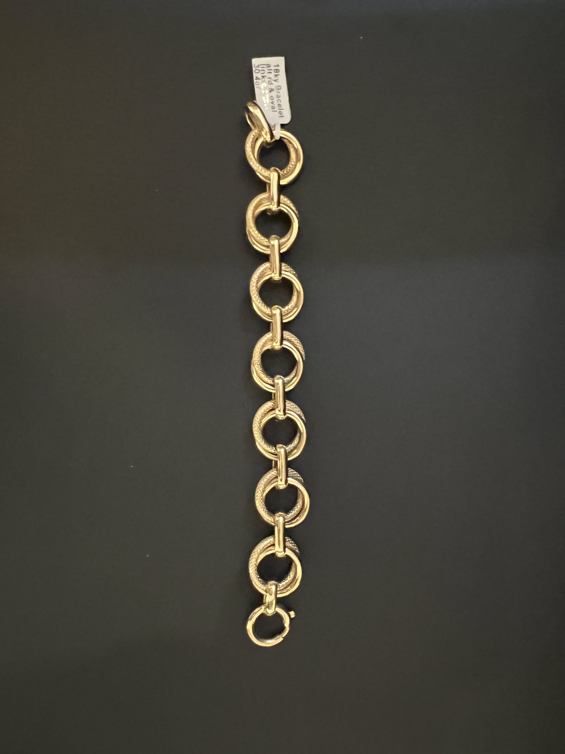 Gold Link Bracelet Textured Smooth Links