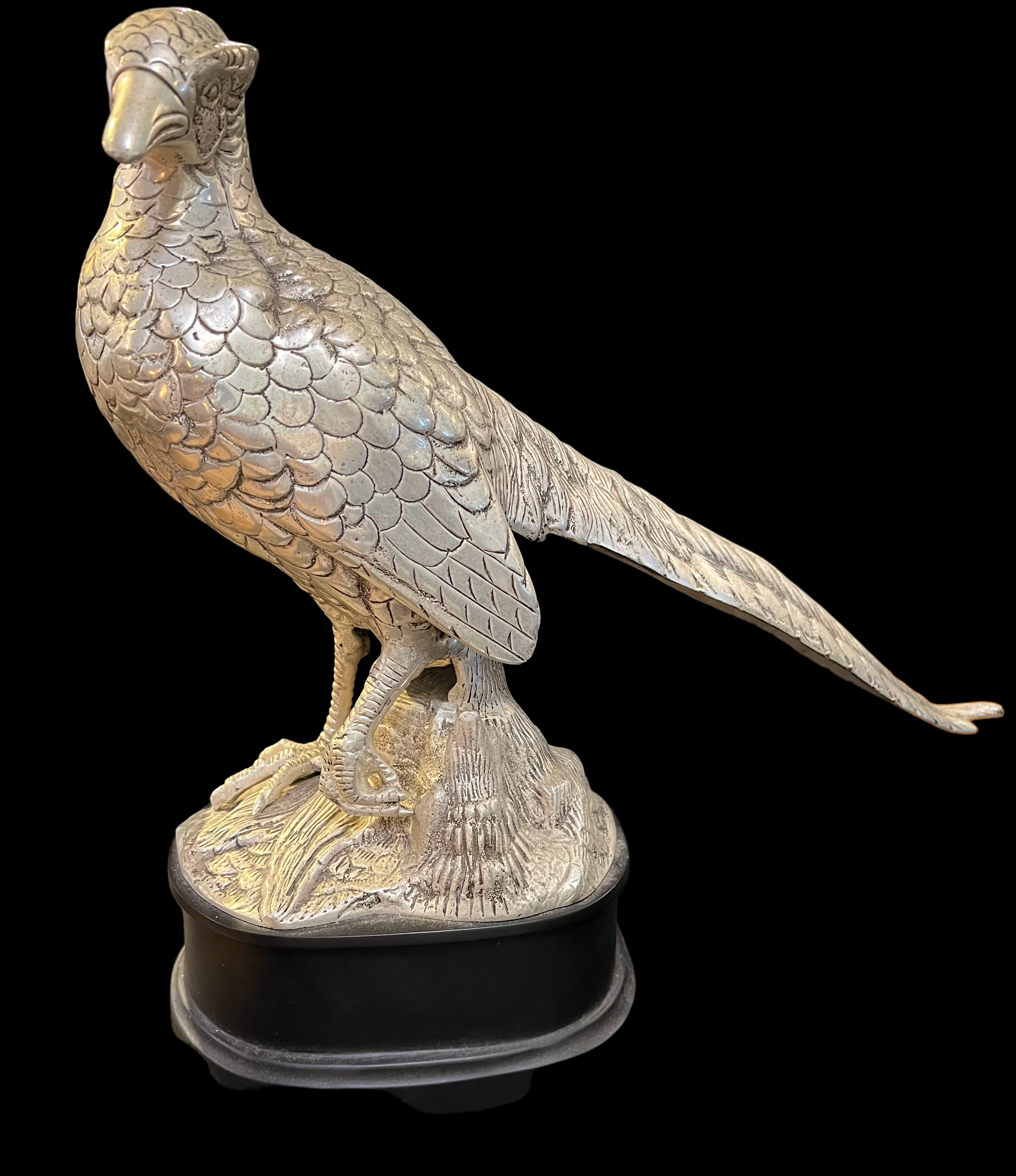 Silverplate Over Bronze Pair Pheasants