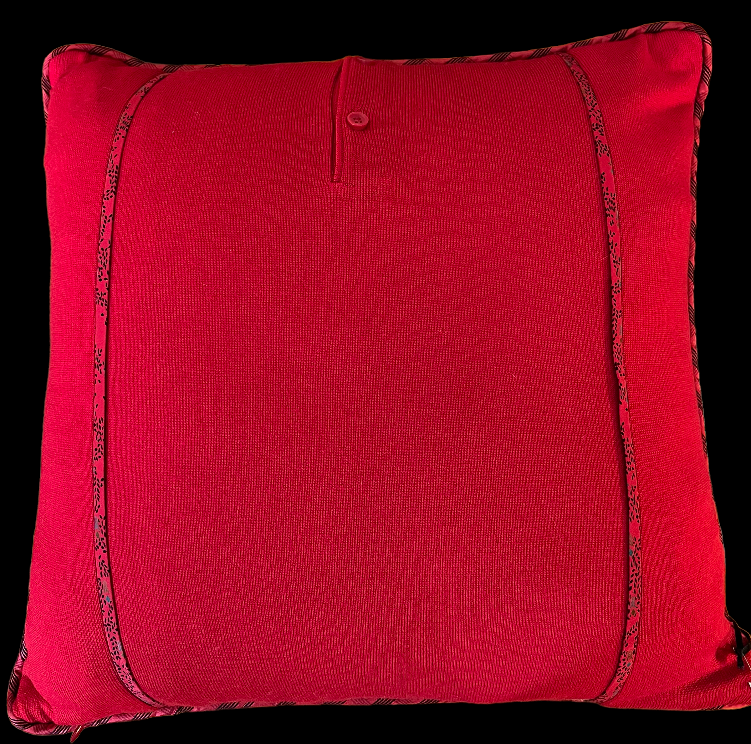 Designer Woven Tie Pillow Red