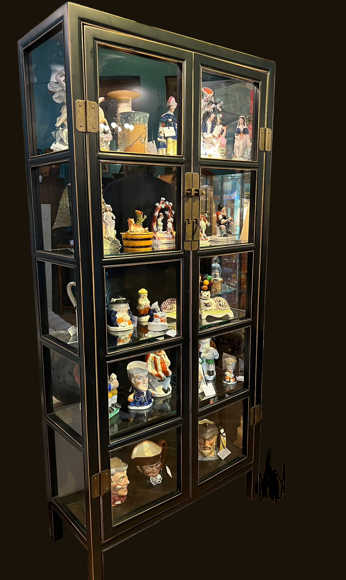 Asian Style Black Lacquer Display Cabinet