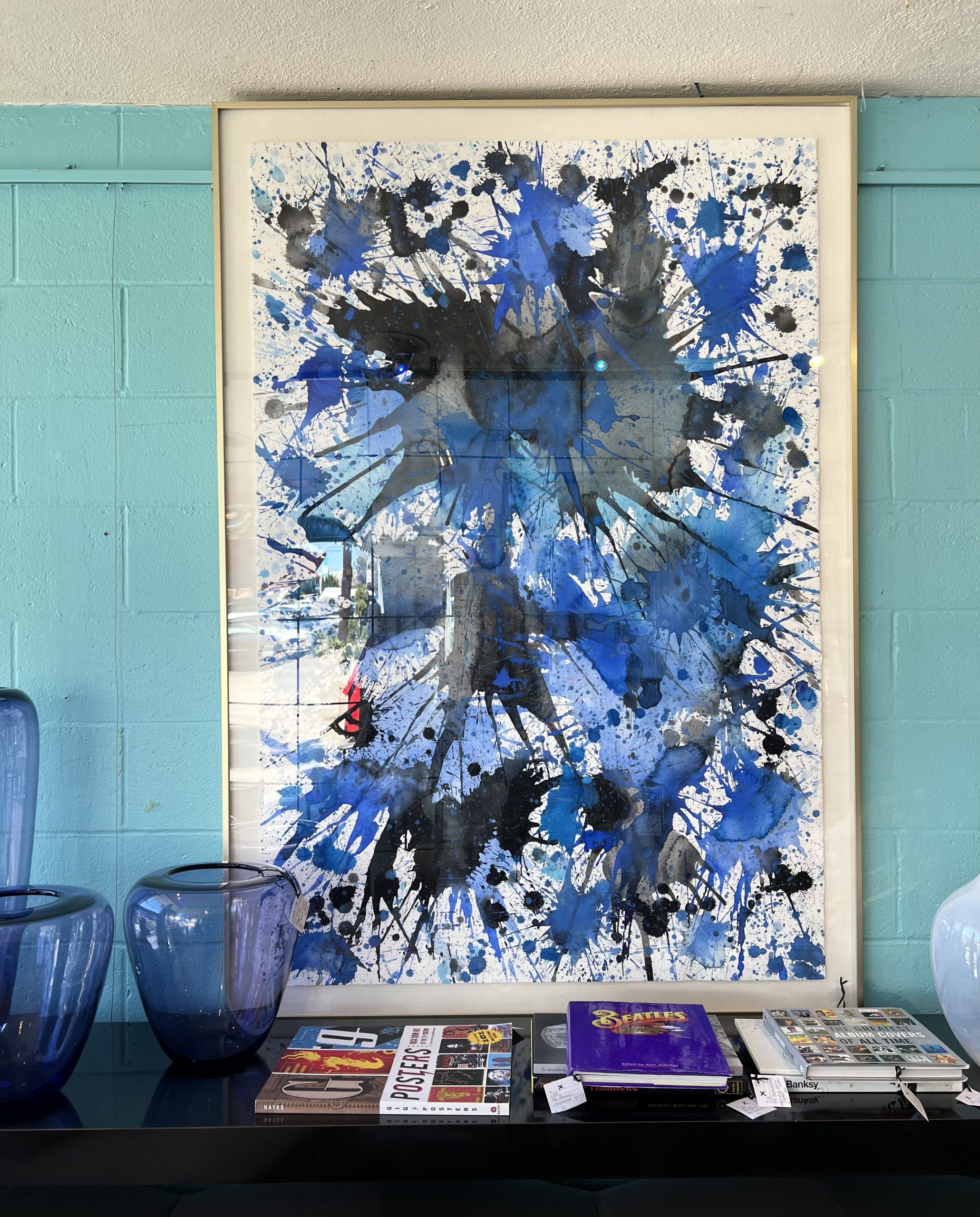Blue Watercolor Oversized Splatter Painting