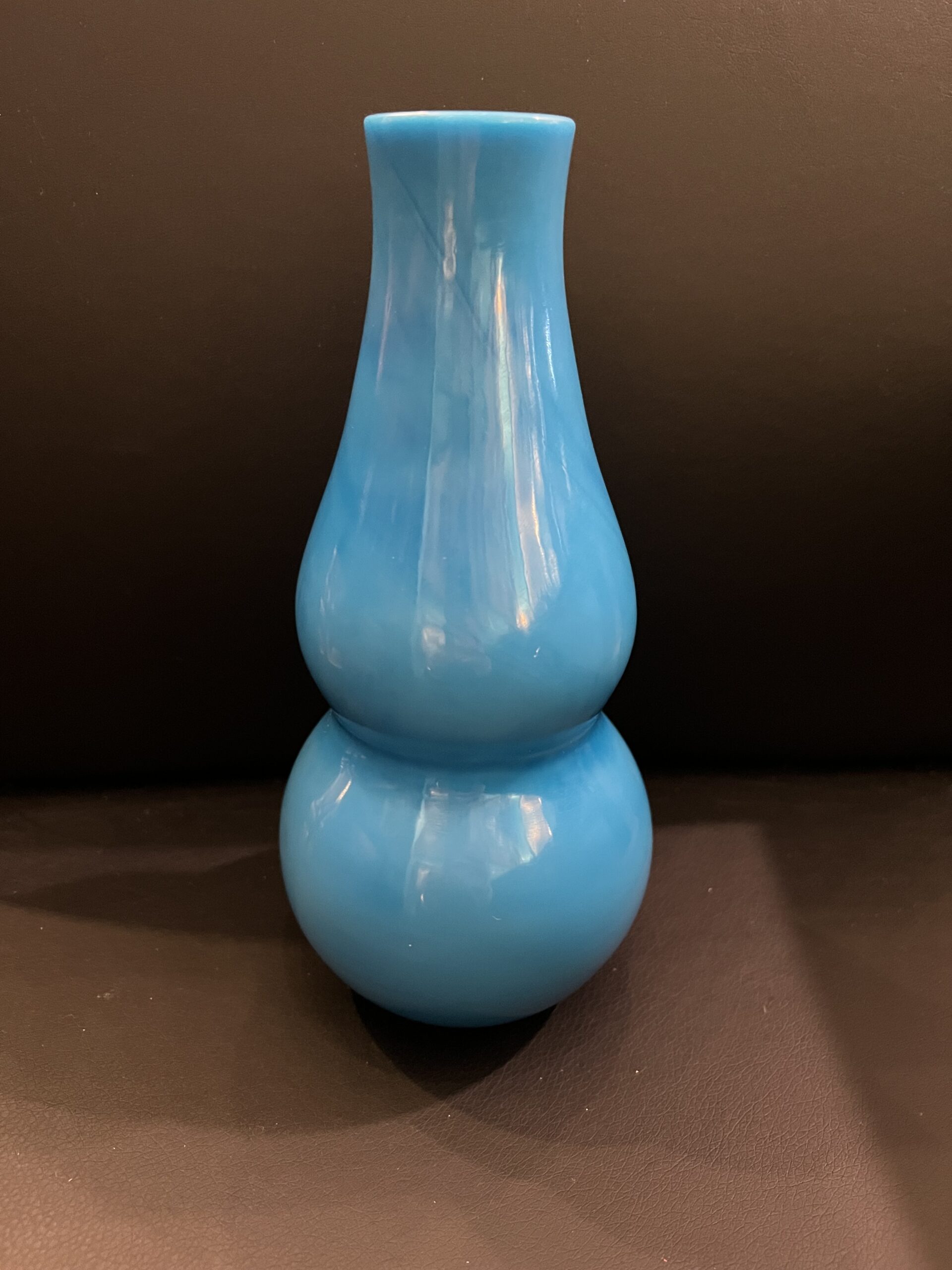 Peking Glass Double Gourd Blue Vase