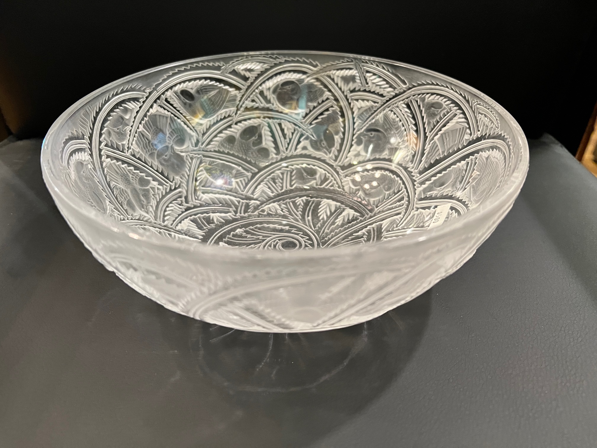 Lalique Bowl Pinsons Birds Clear Frosted