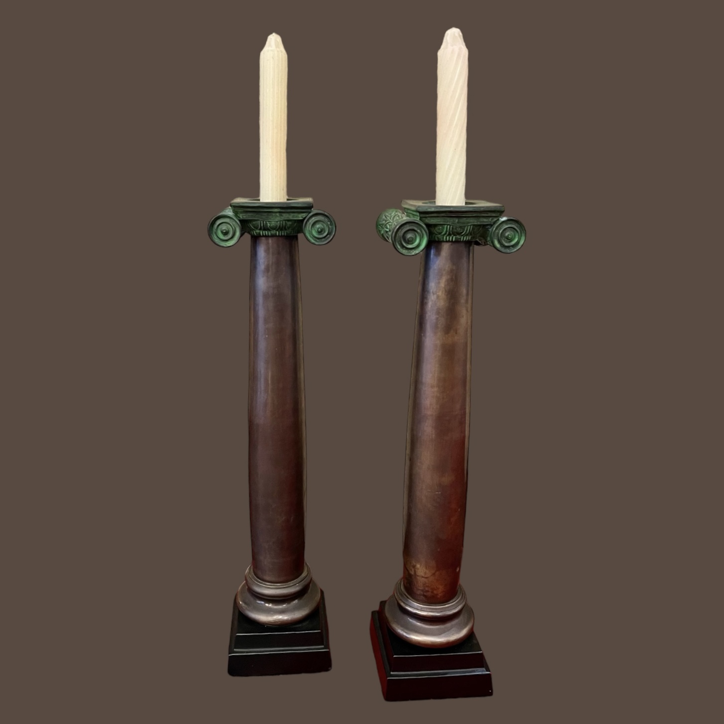 Bronze Ionic Column Candlesticks