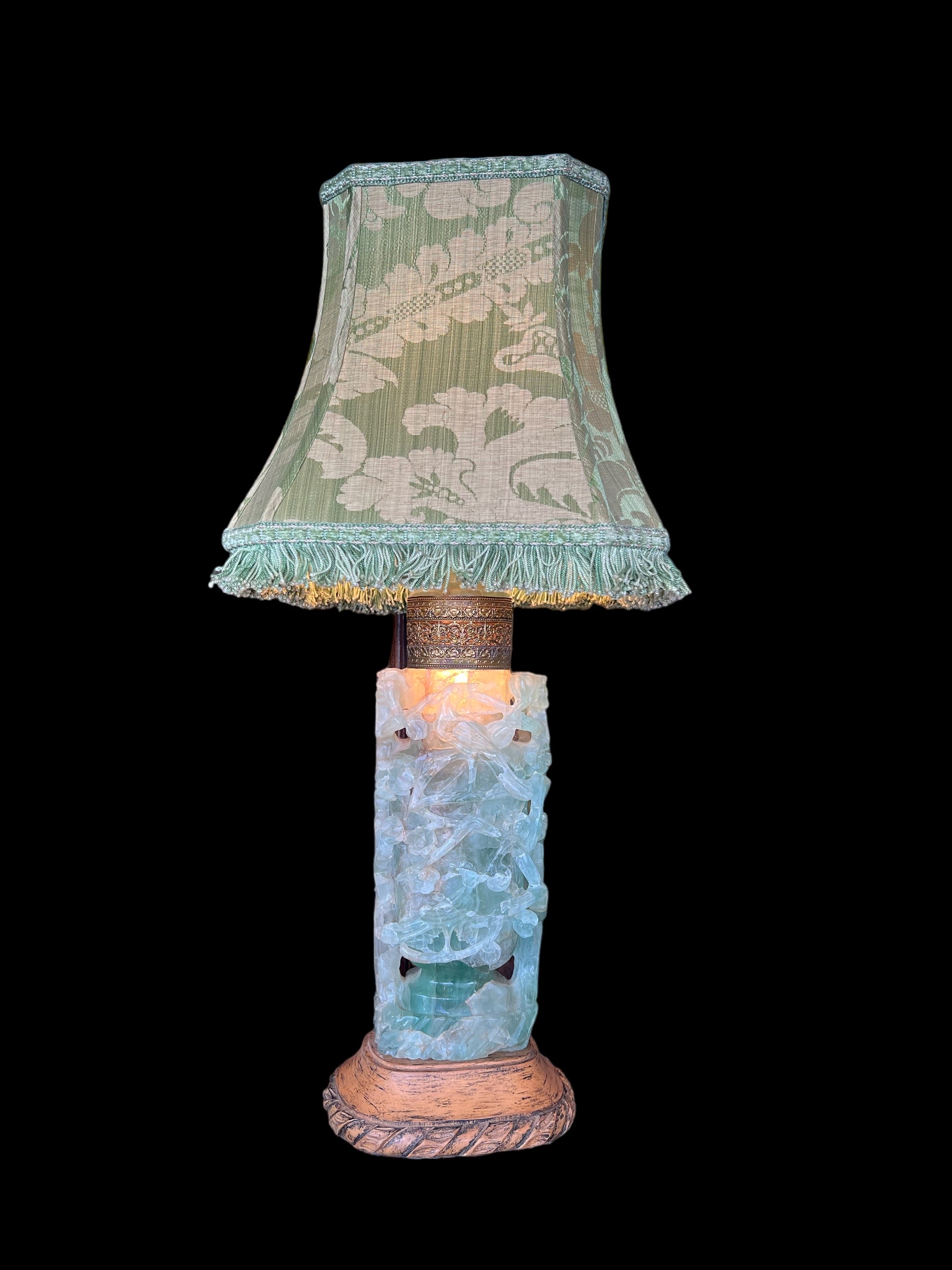 Chinese Antique Carved Fluorite Lamp