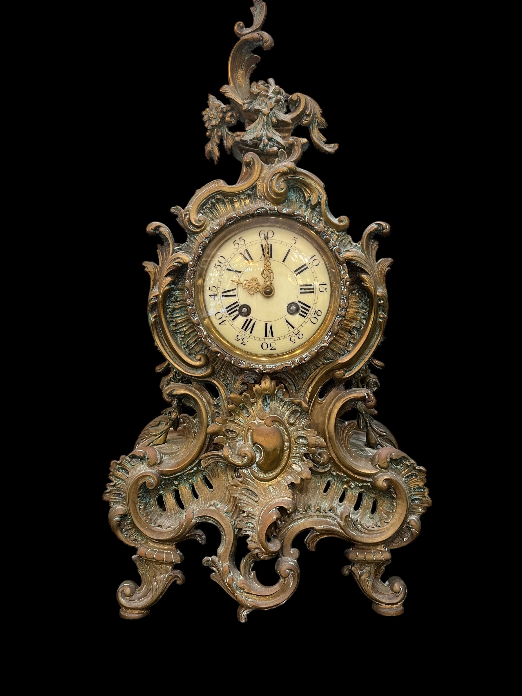 French Antique Bronze Mantle Clock