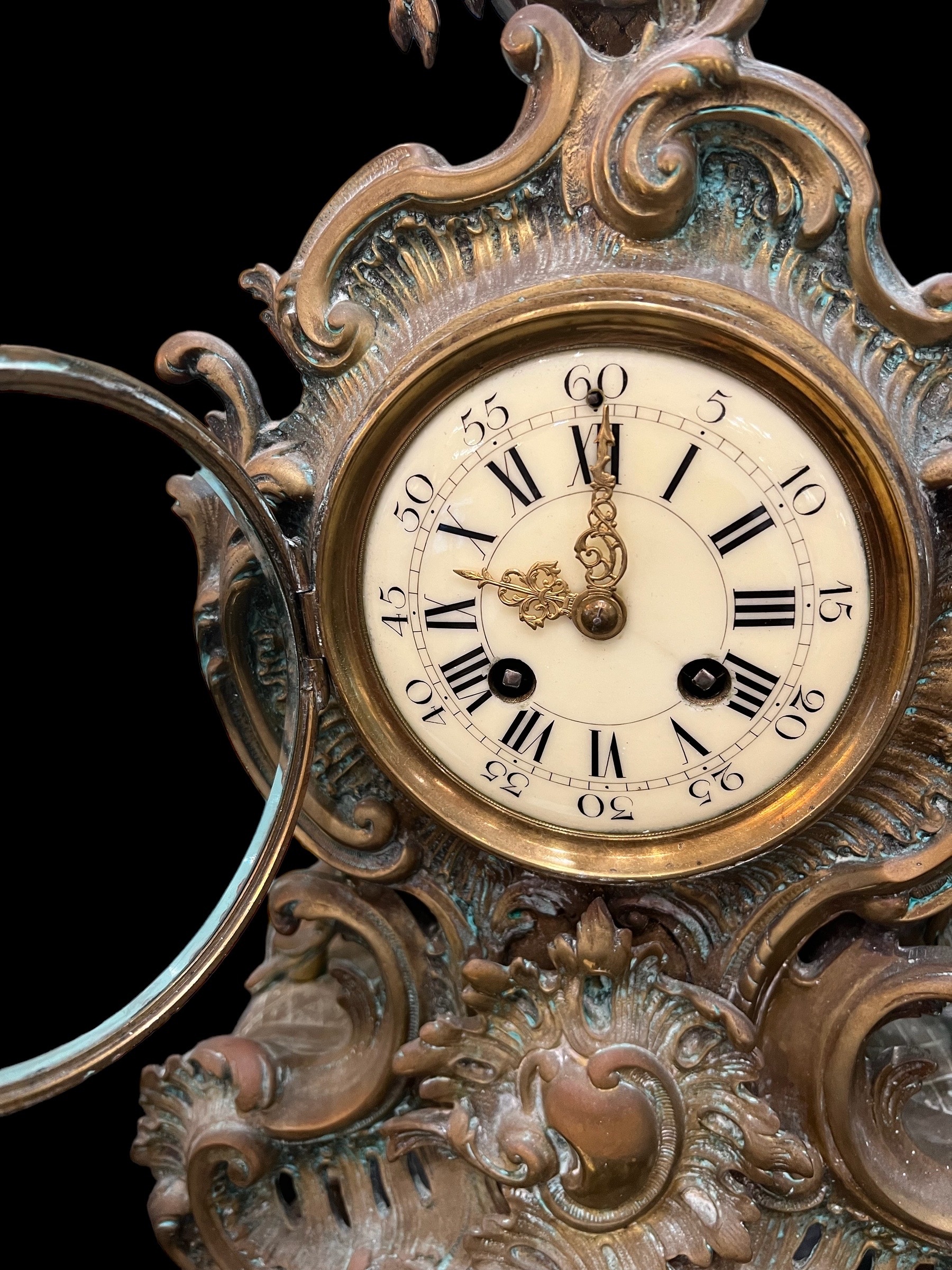 French Antique Bronze Mantle Clock