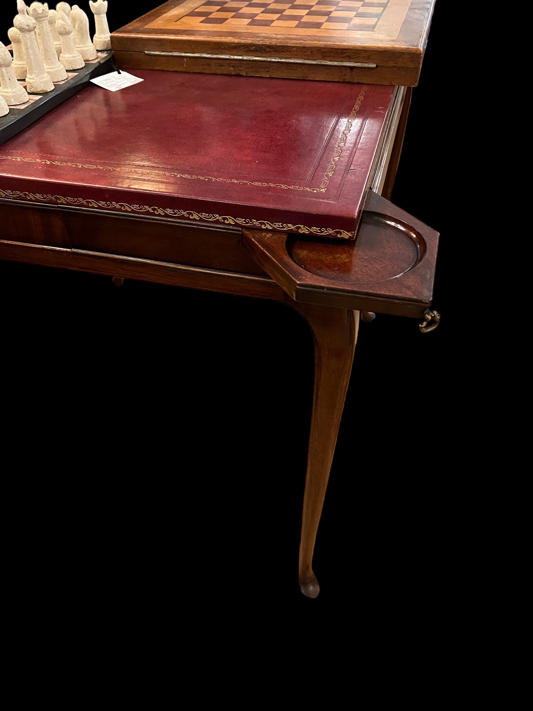 Antique Leather Top Game Table