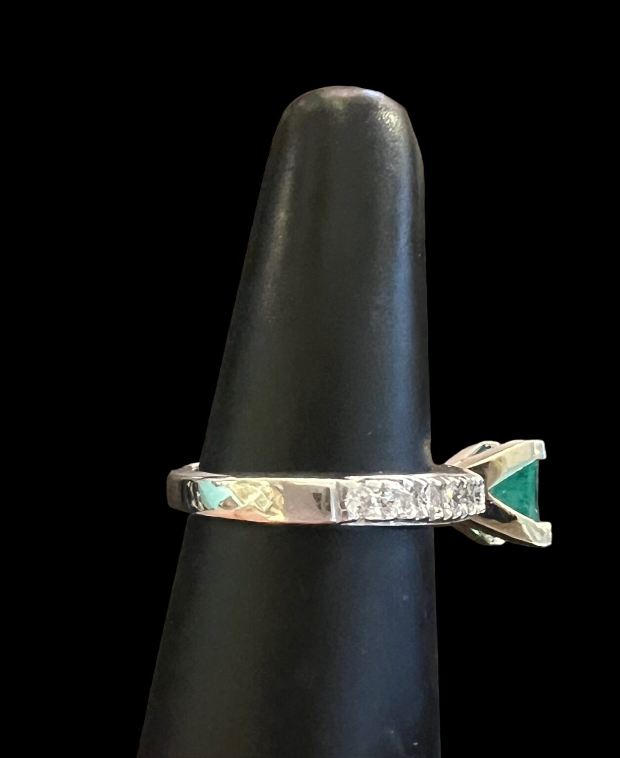 Princess Cut Emerald Diamond Ring Ark Antiques La Jolla Ca