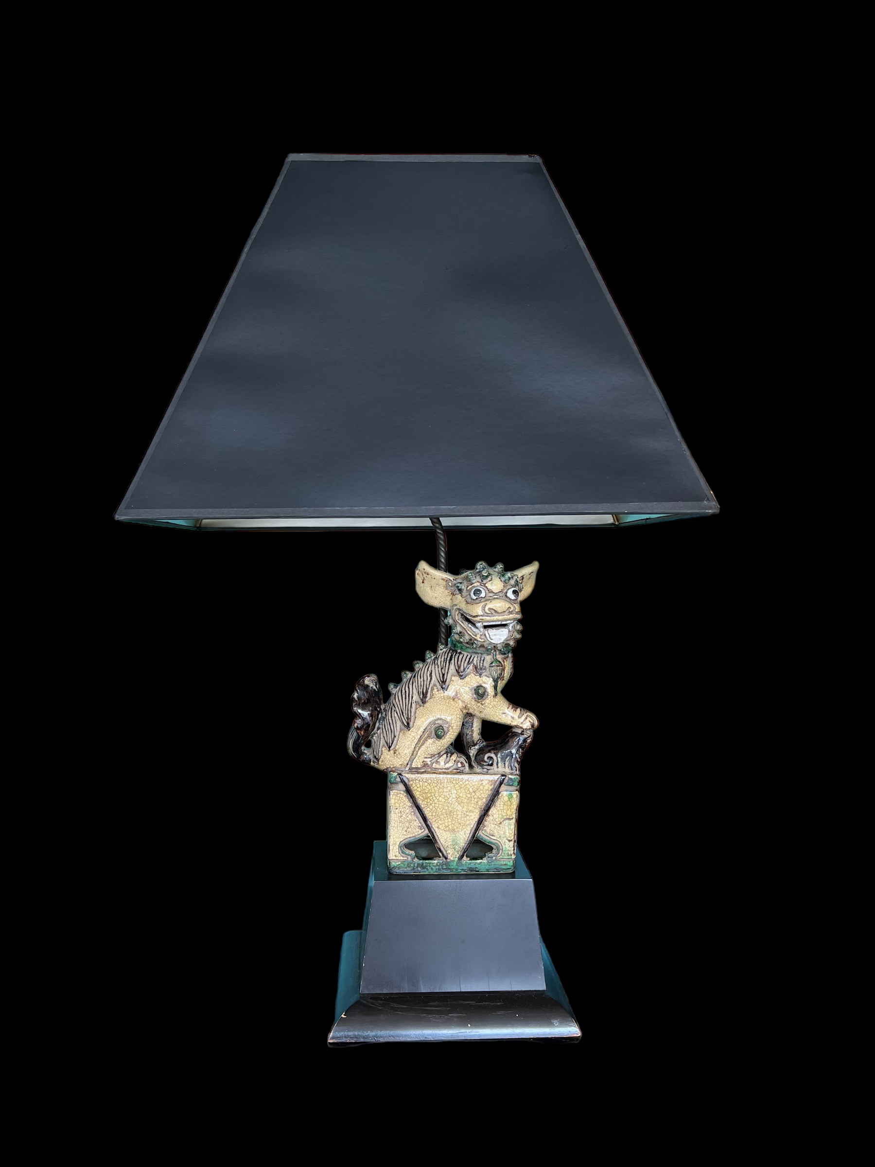 Foo Dog Polychrome Lamp Pair
