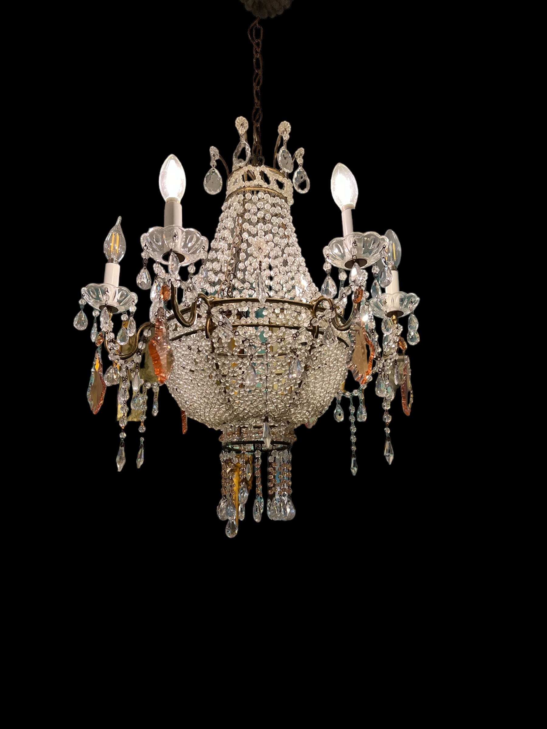 Antique Murano Crystal Bead Chandelier