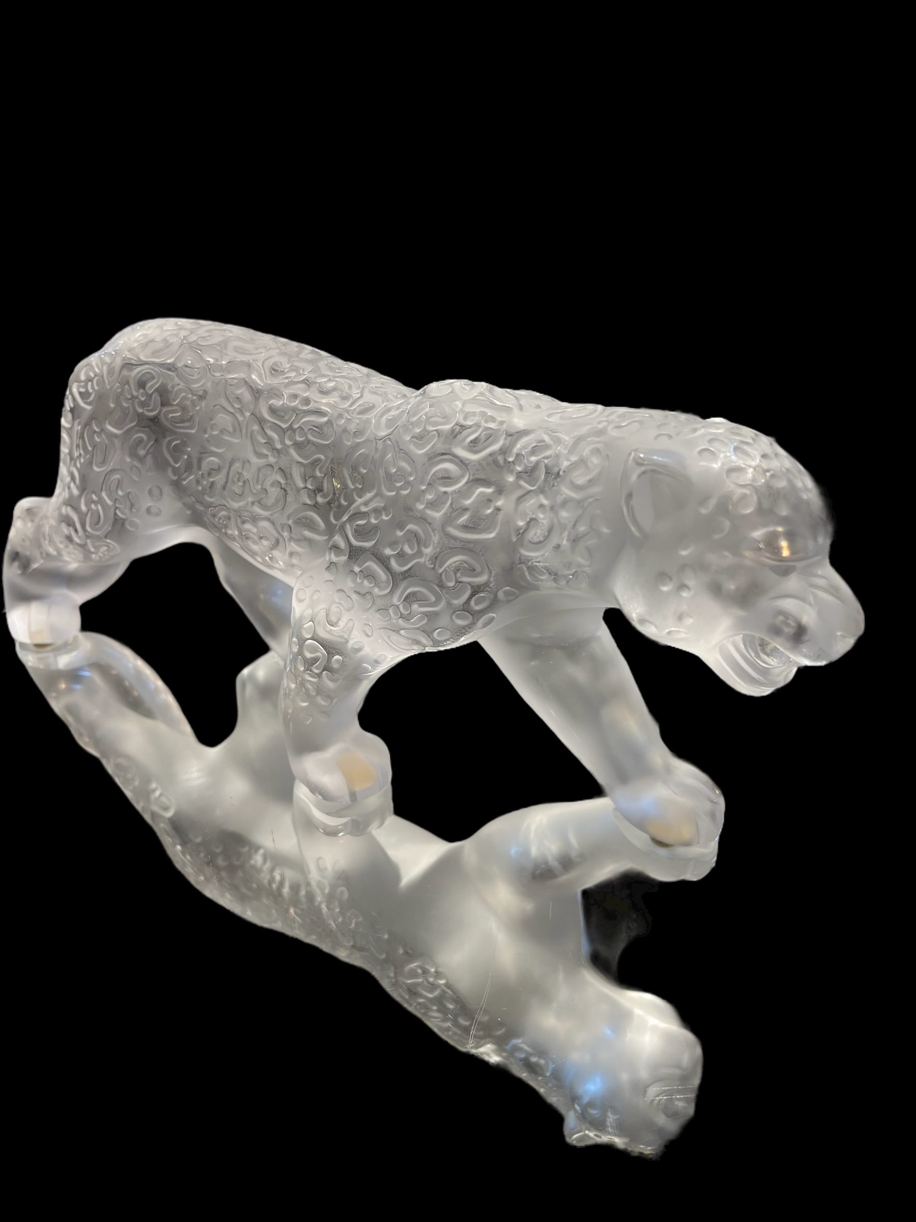 Lalique Crystal Frosted Rajah Leopard