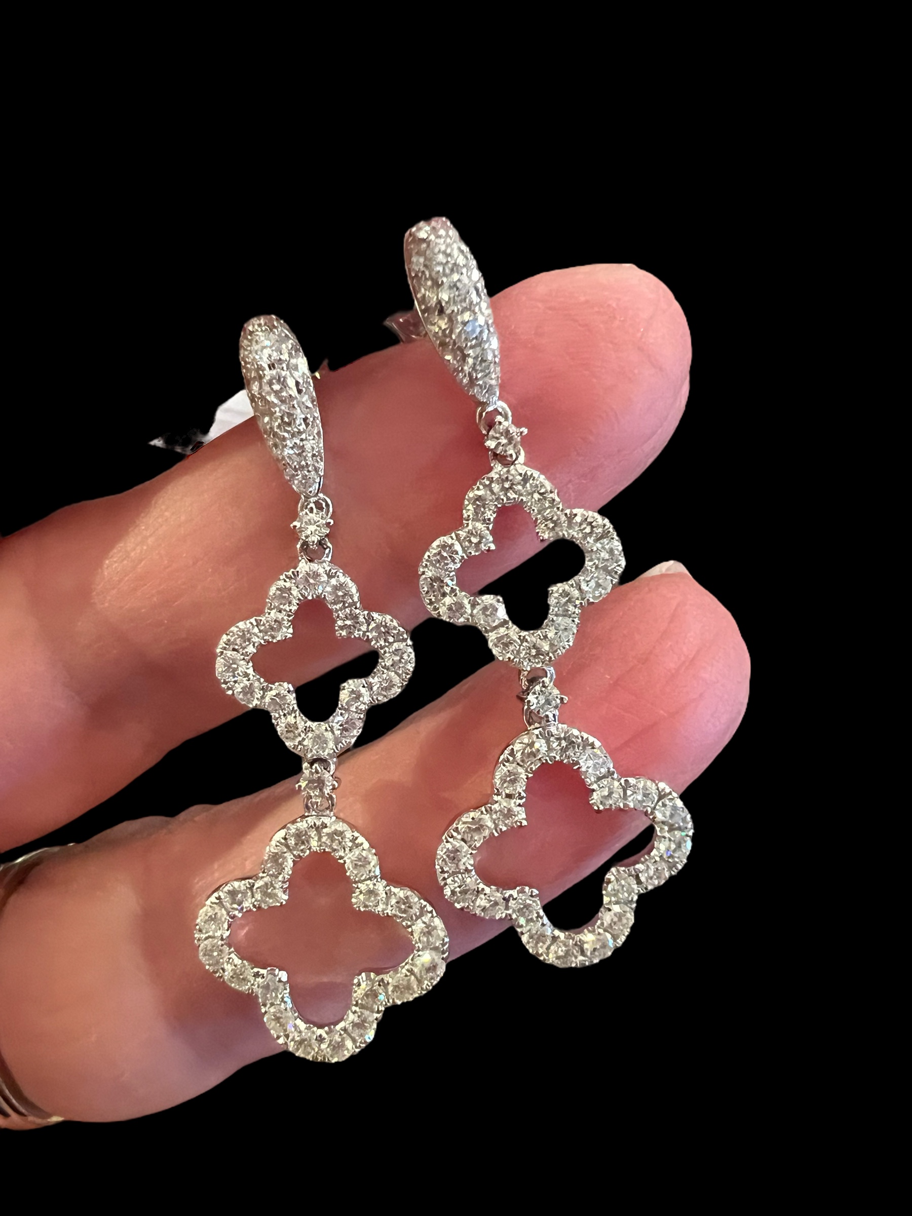Alhambra Diamond Drop Earrings White Gold