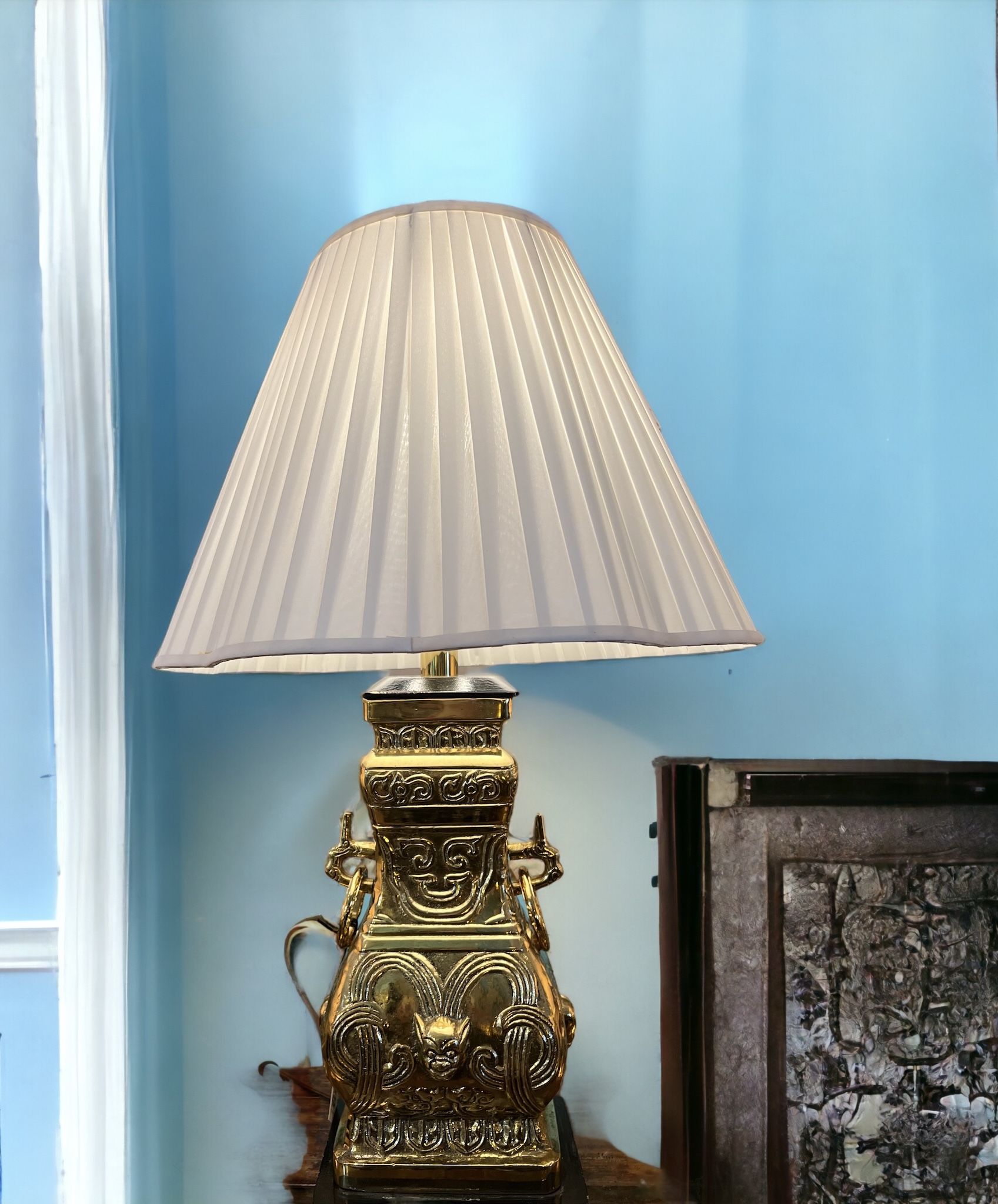 James Mont Style Brass Chinoiserie Lamp