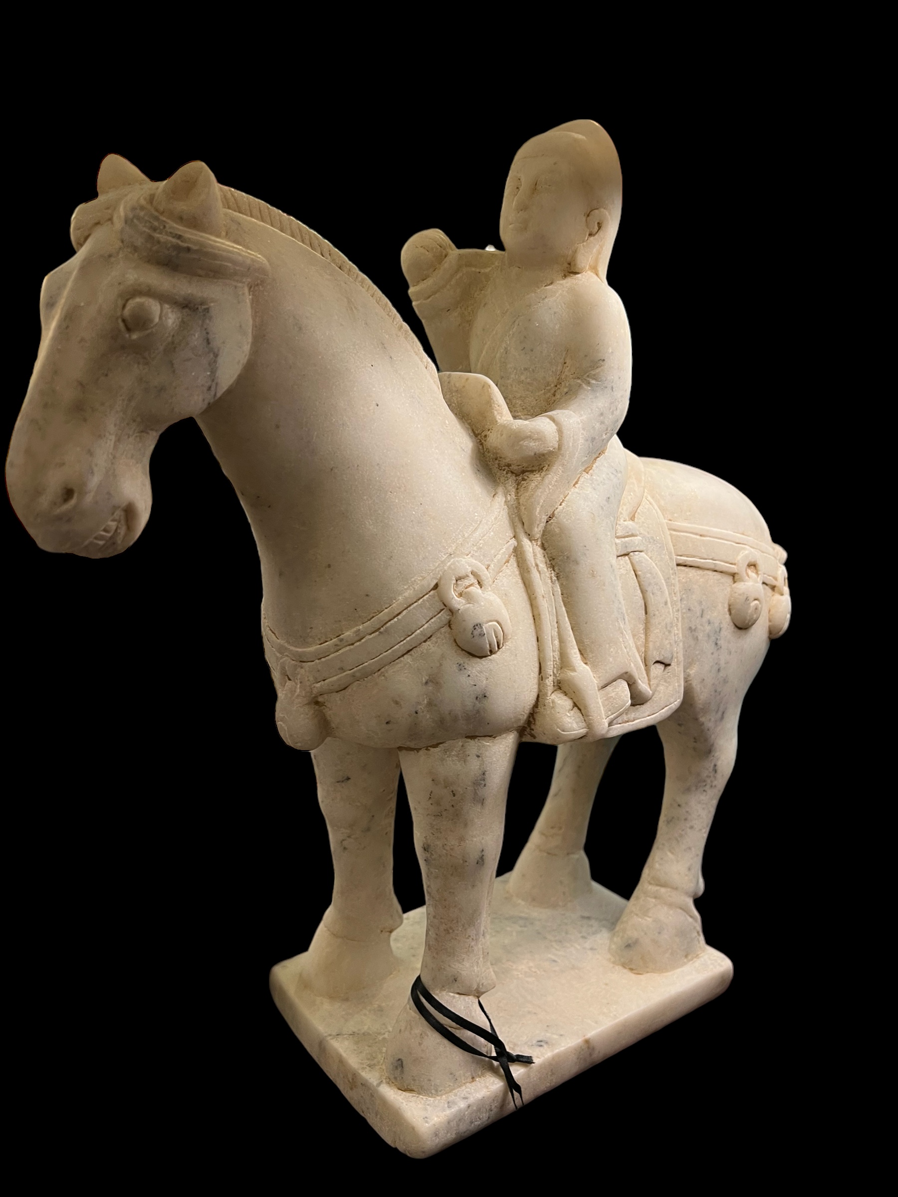 Chinese Pair Marble Horse Riders