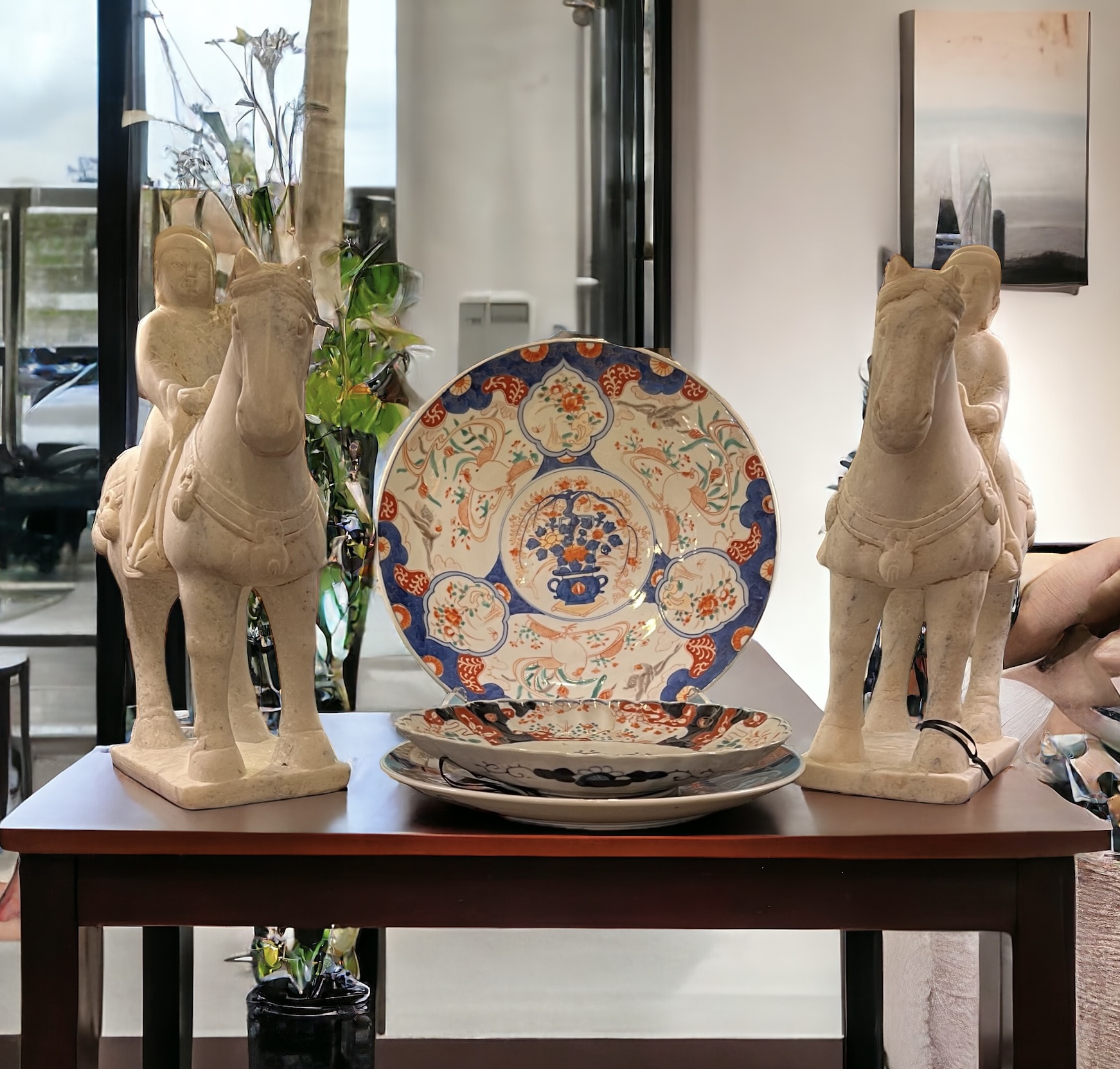 Chinese Pair Marble Horse Riders
