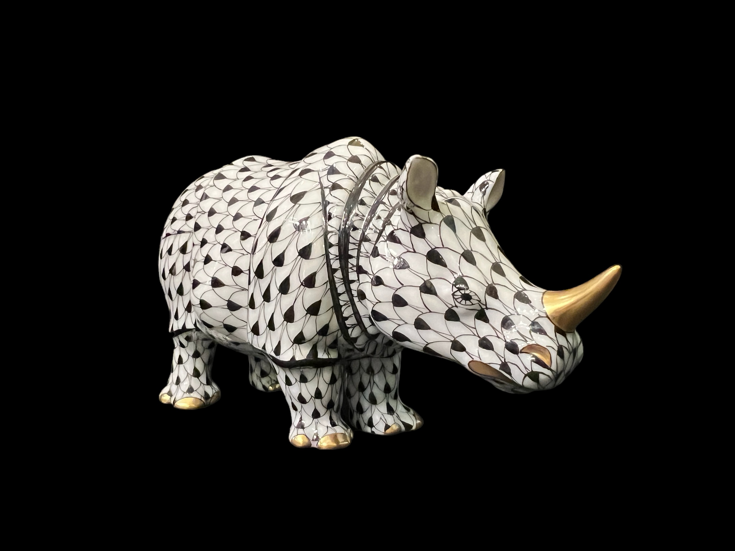 Herend Standing Rhinoceros Figurine