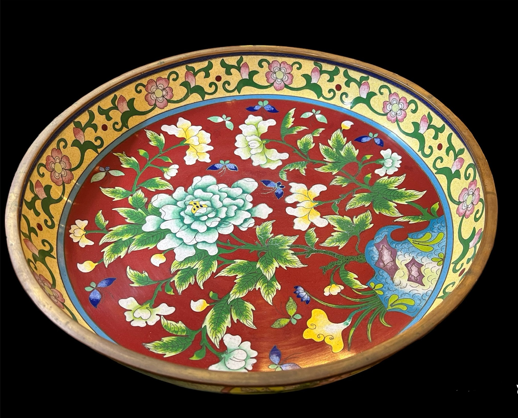 Chinese Cloisonne Shallow Bowl
