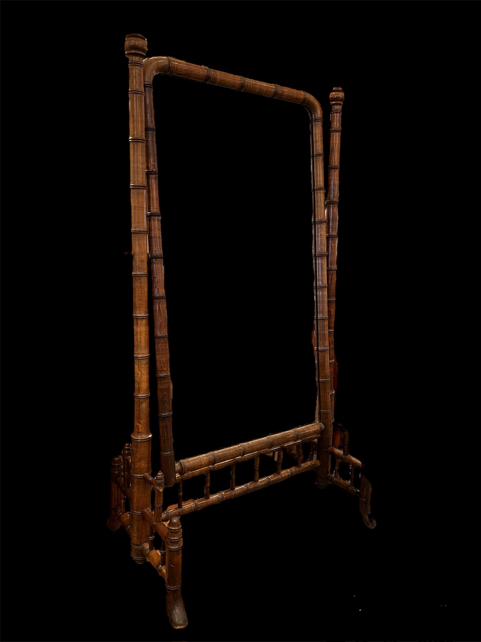 Faux Bamboo Cheval Standing Mirror