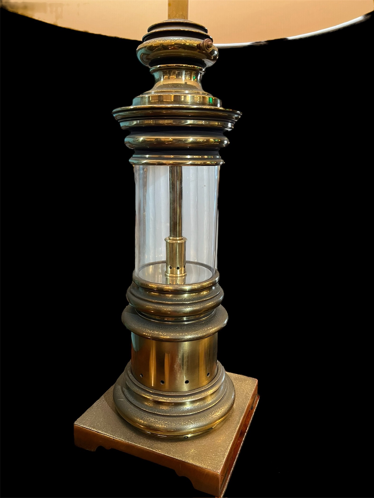 Nautical Brass Glass Column Lamps