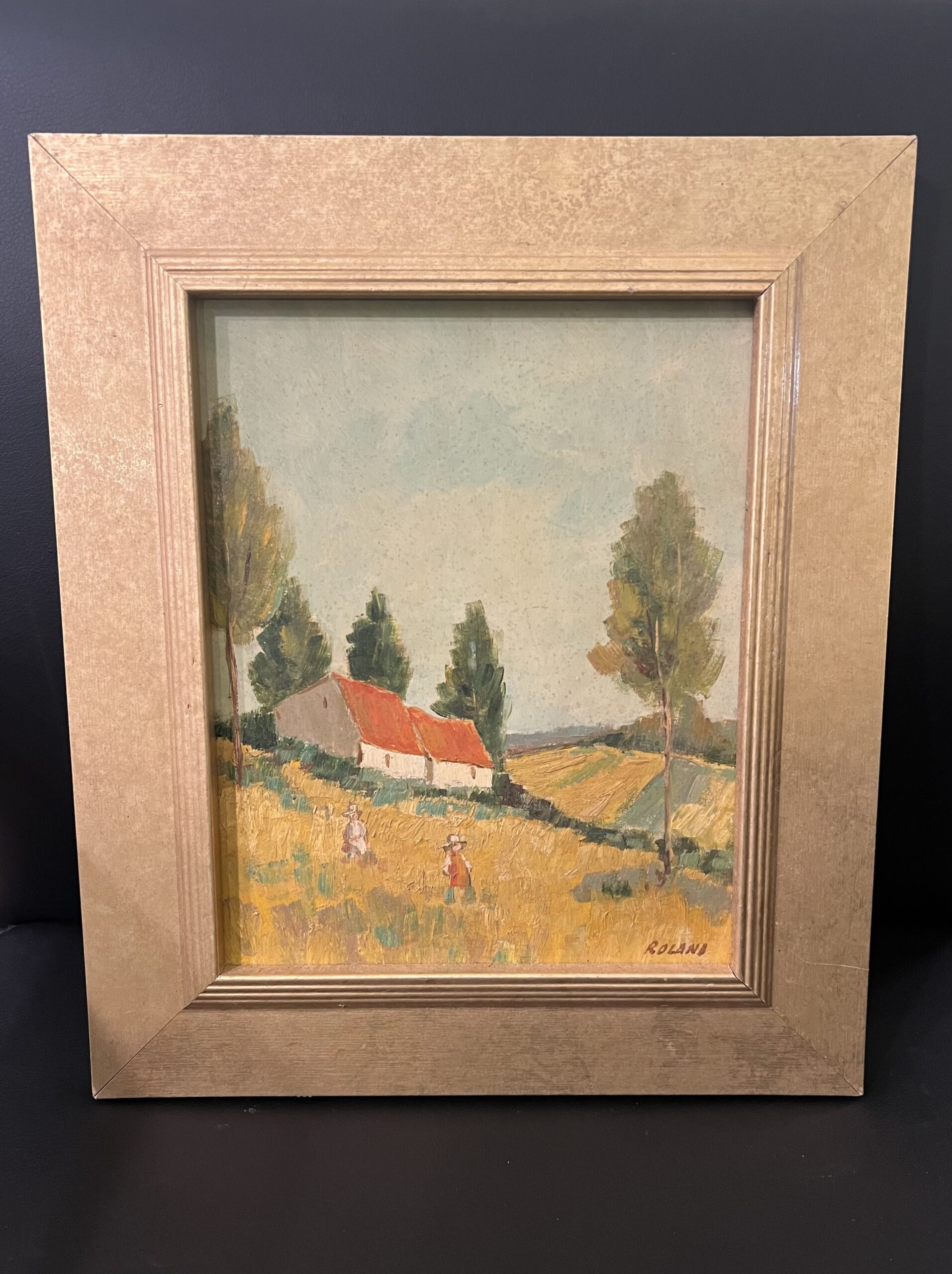 French Countryside Small Oil Painting