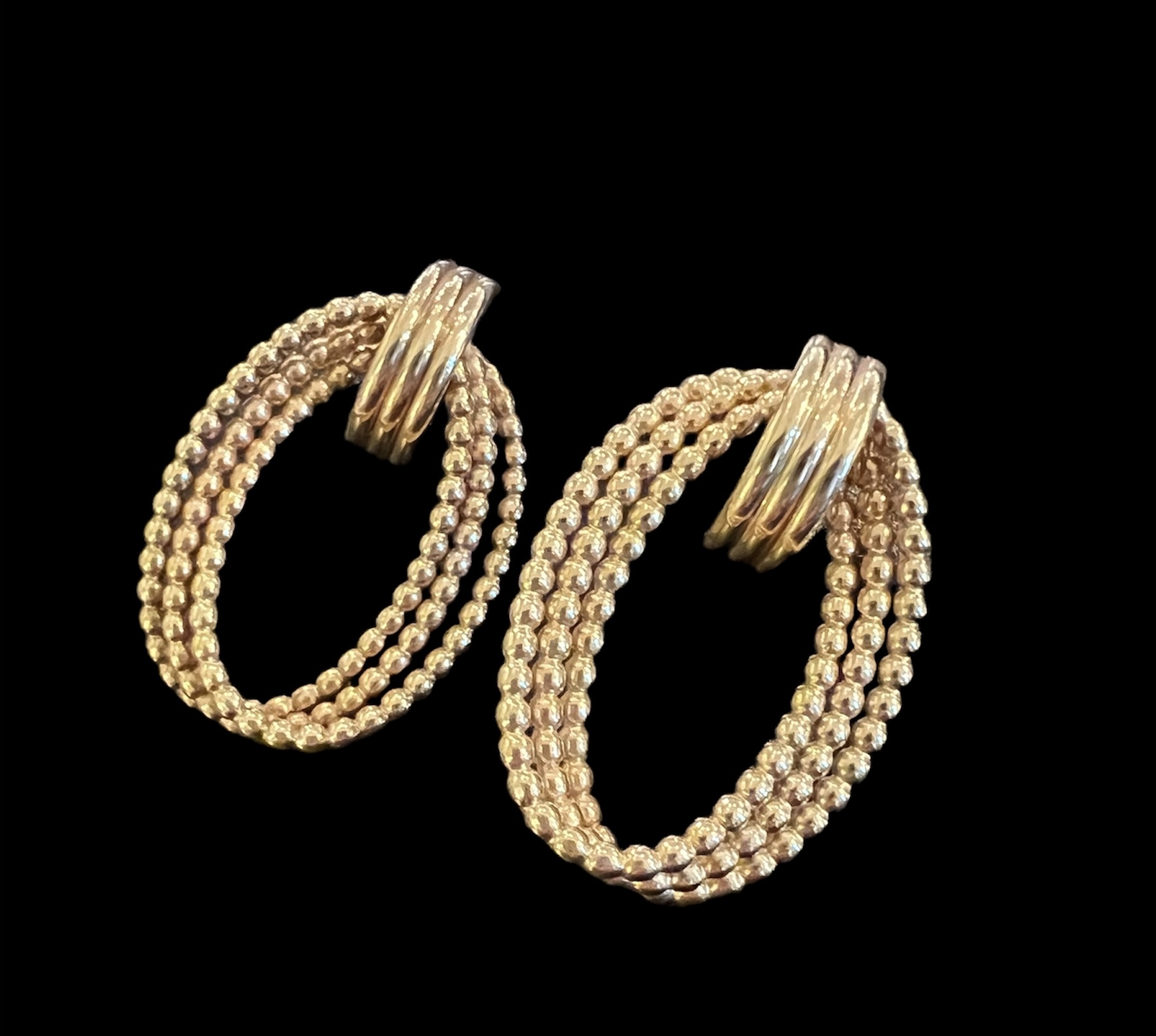 Gold Oval Rope Hoop Earrings