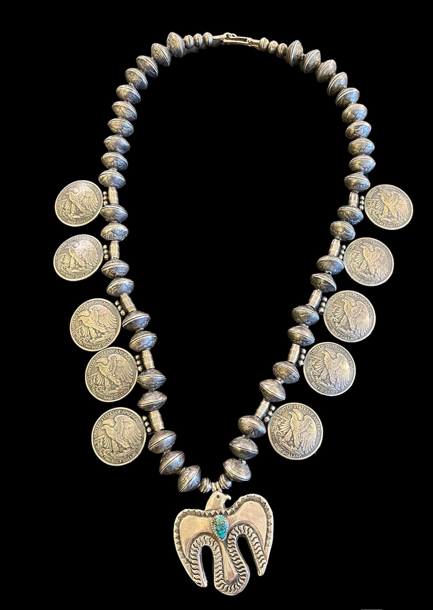 Vintage Navajo Silver Coin Necklace